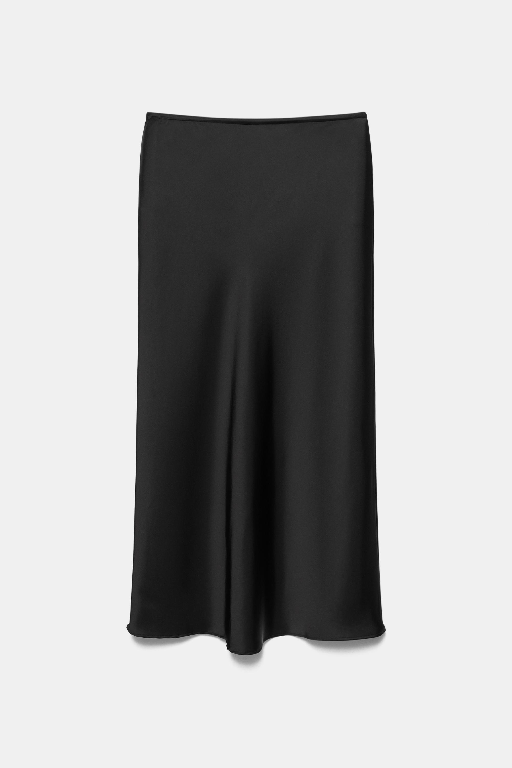 Satin midi skirt — Black