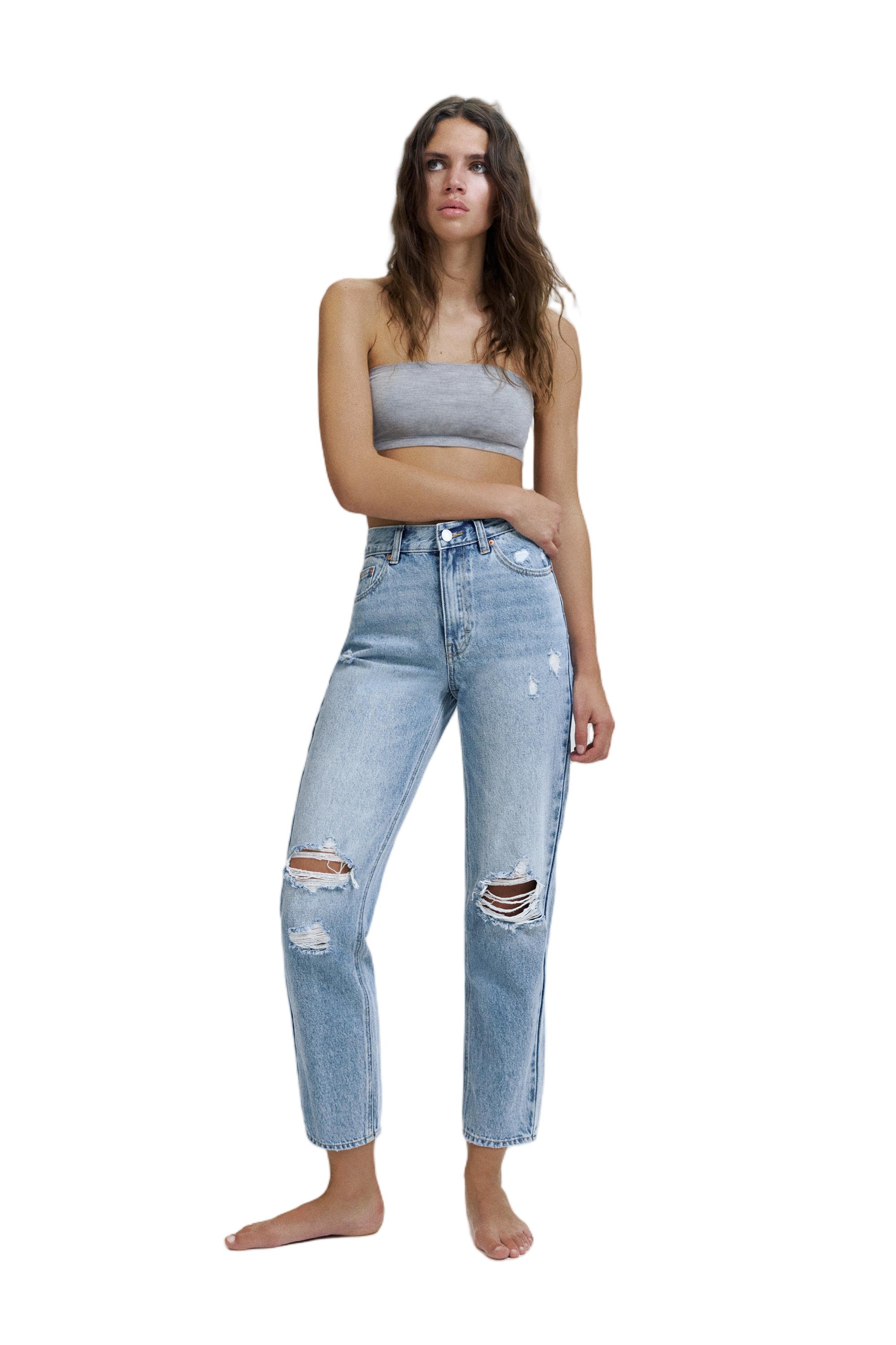 Ripped mom fit jeans — Indigo