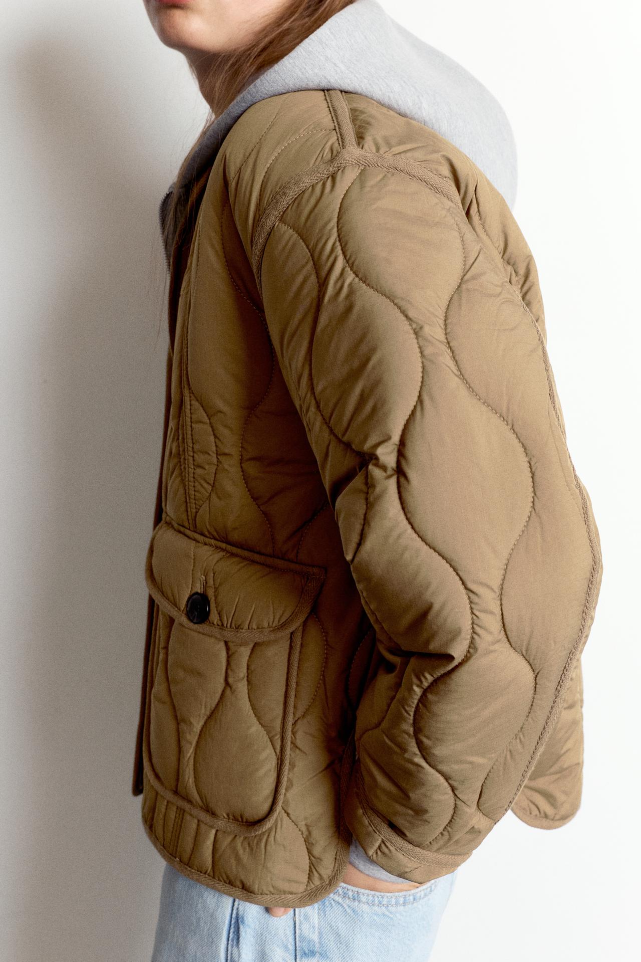 Puffer jacket with pockets — Dark khaki