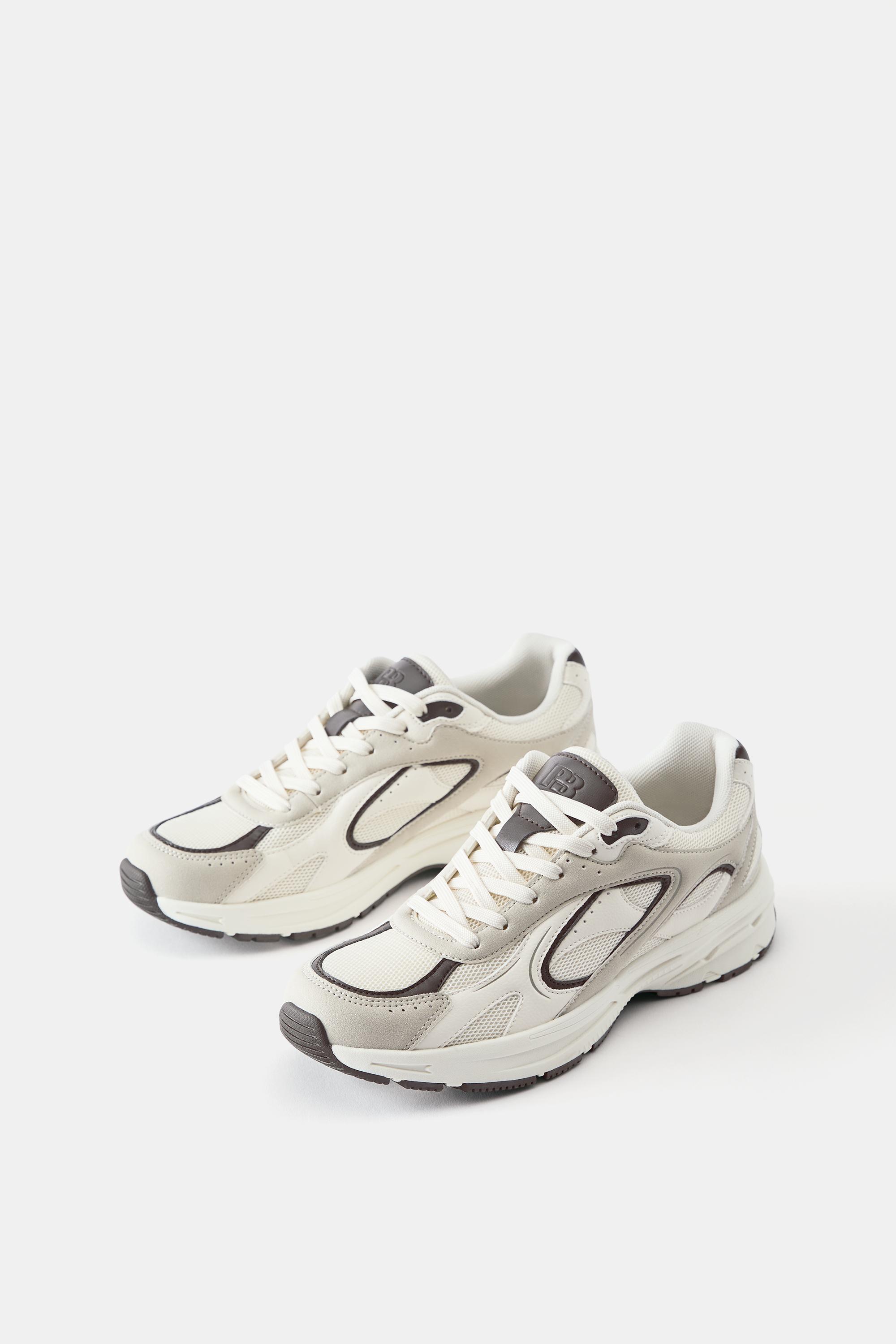Multi-panel trainers — Ecru