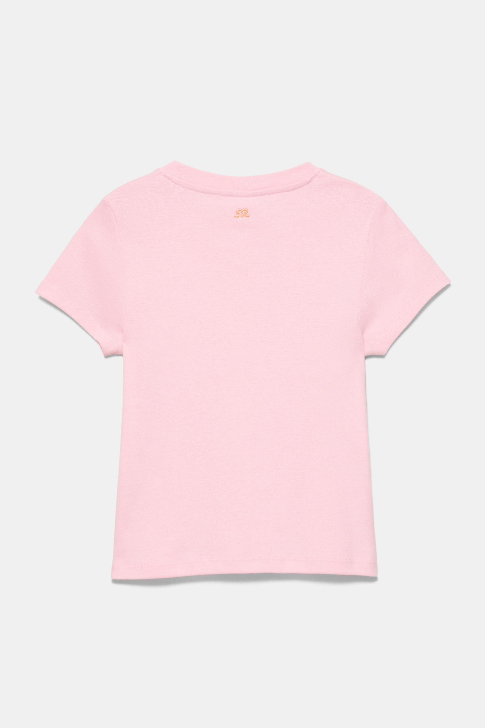 Pink hibiscus flower graphic T-shirt — Pale pink