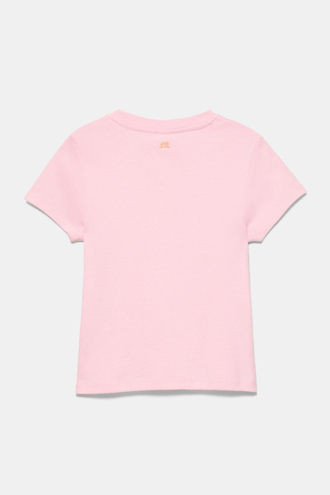 Pink hibiscus flower graphic T-shirt — Pale pink