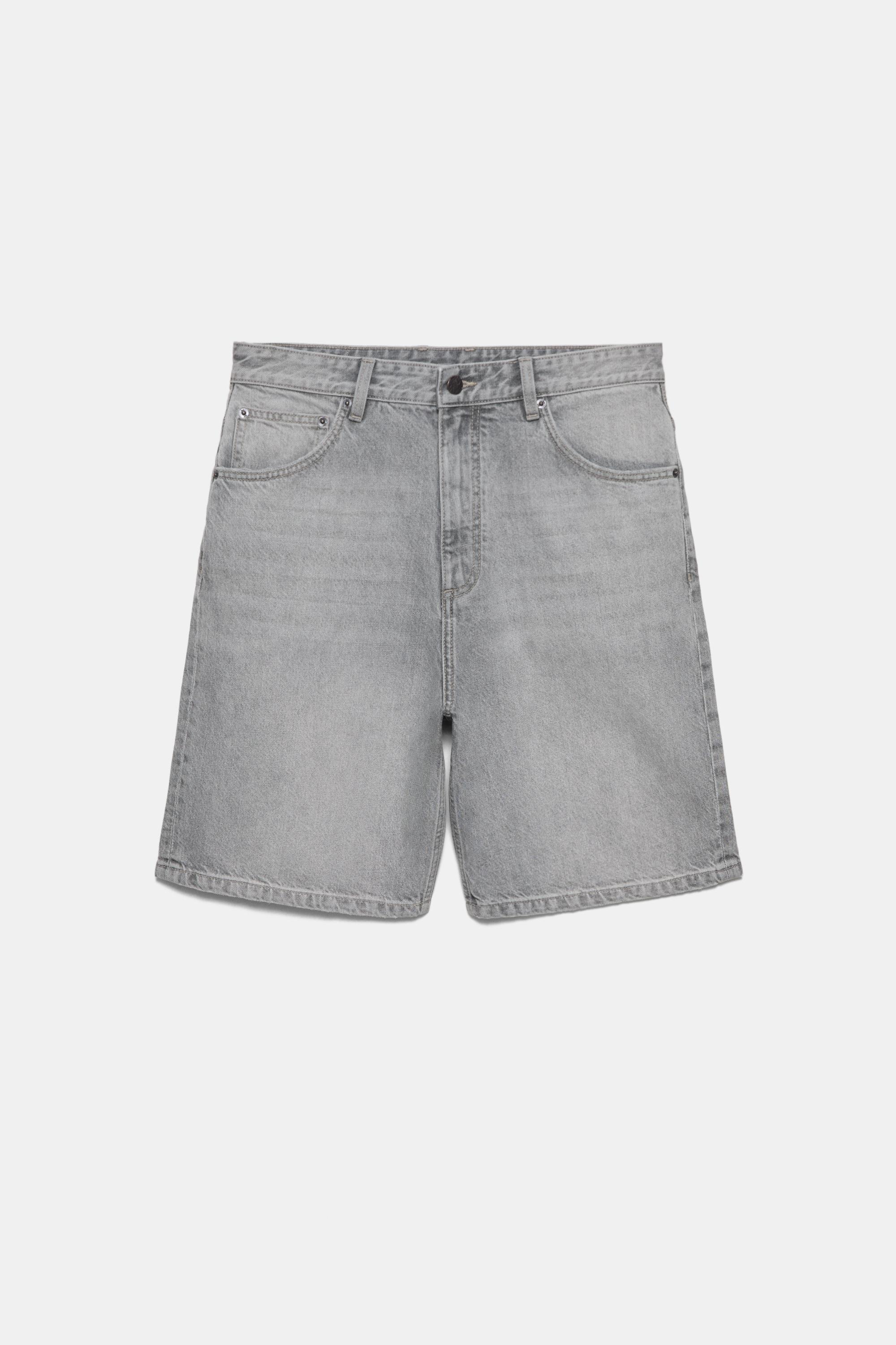 Baggy denim Bermuda shorts — Dark grey