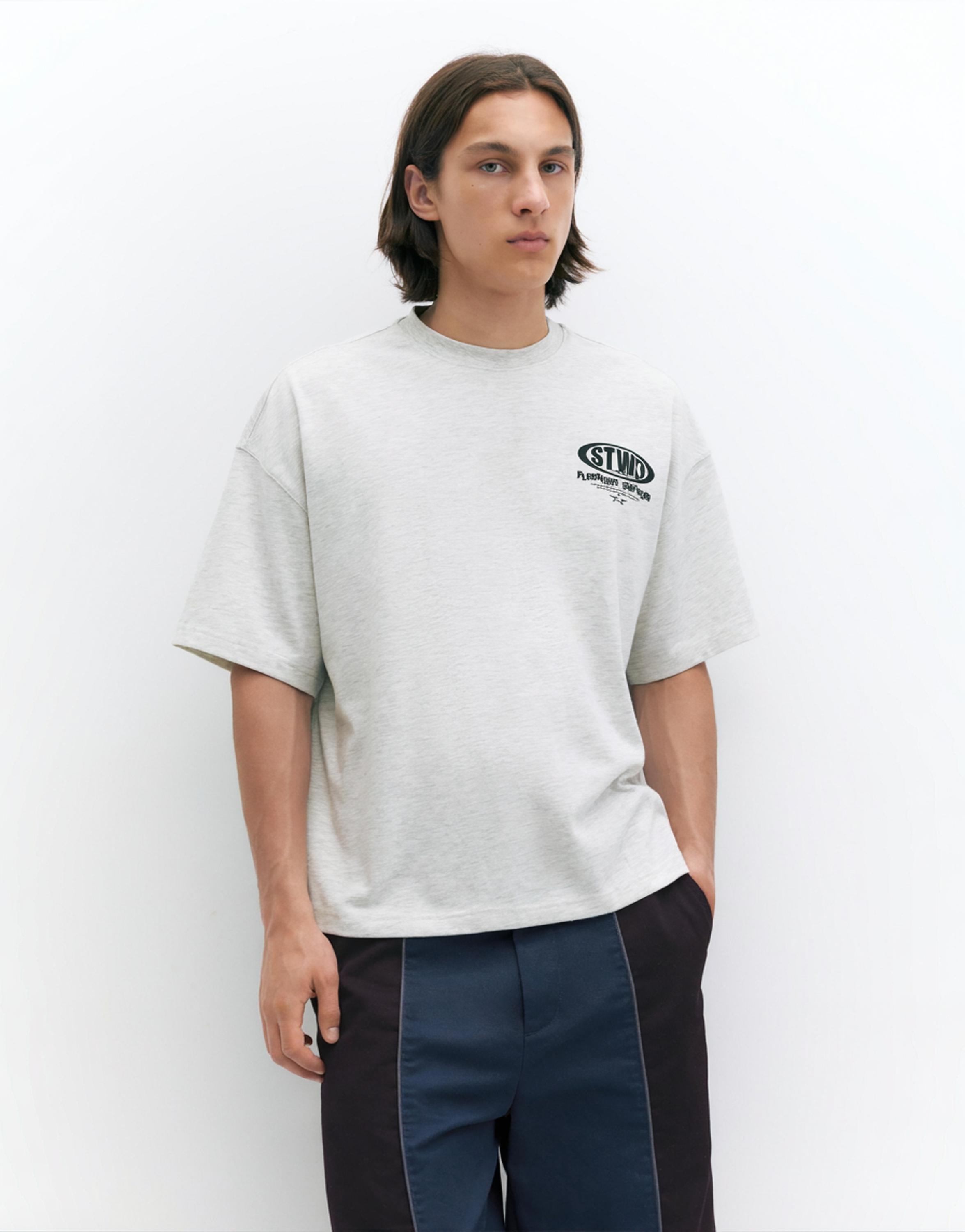 Pleasures x STWD boxy T-shirt — Grey/Taupe brown