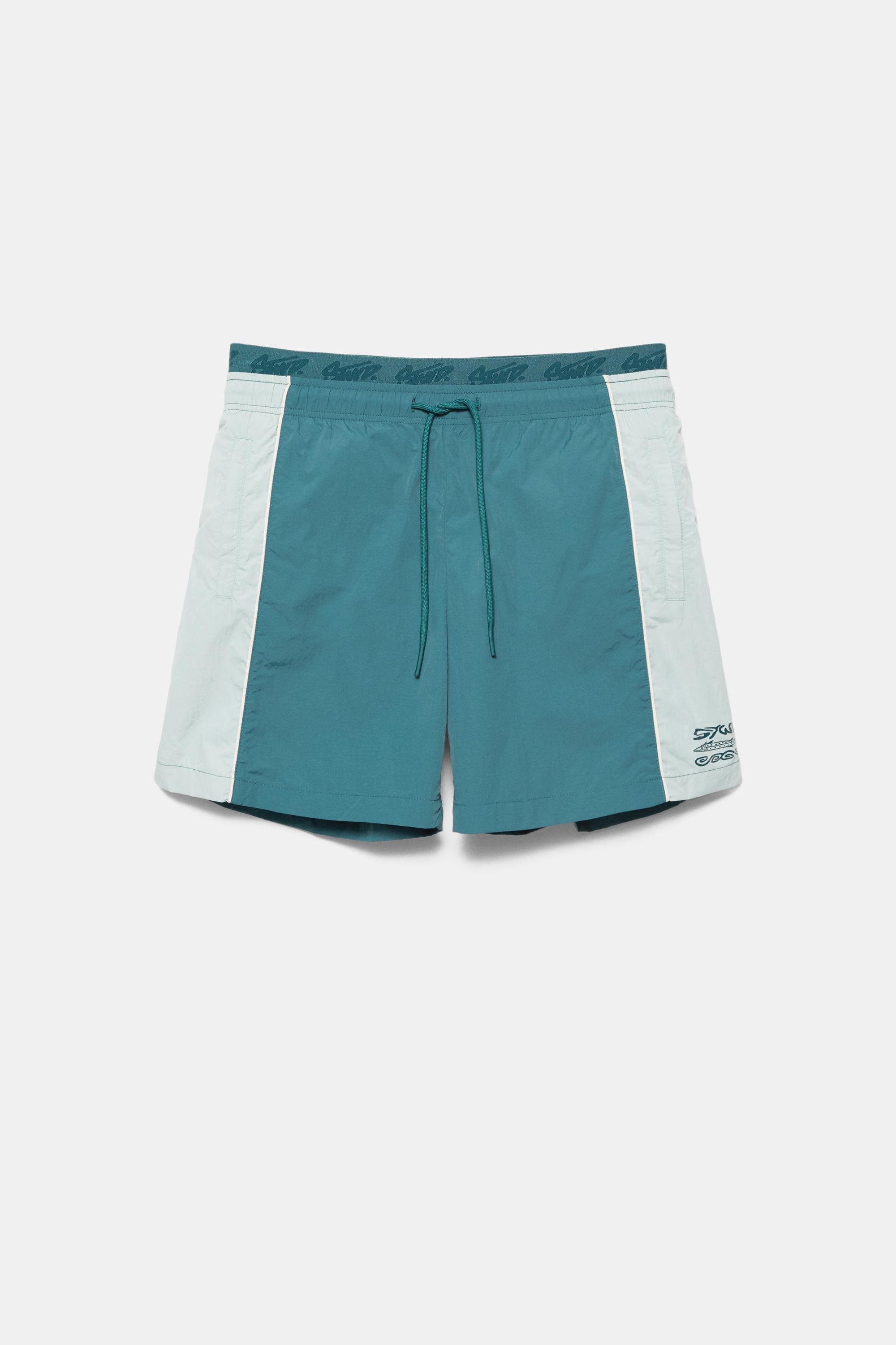 Panelled swimming trunks — Green