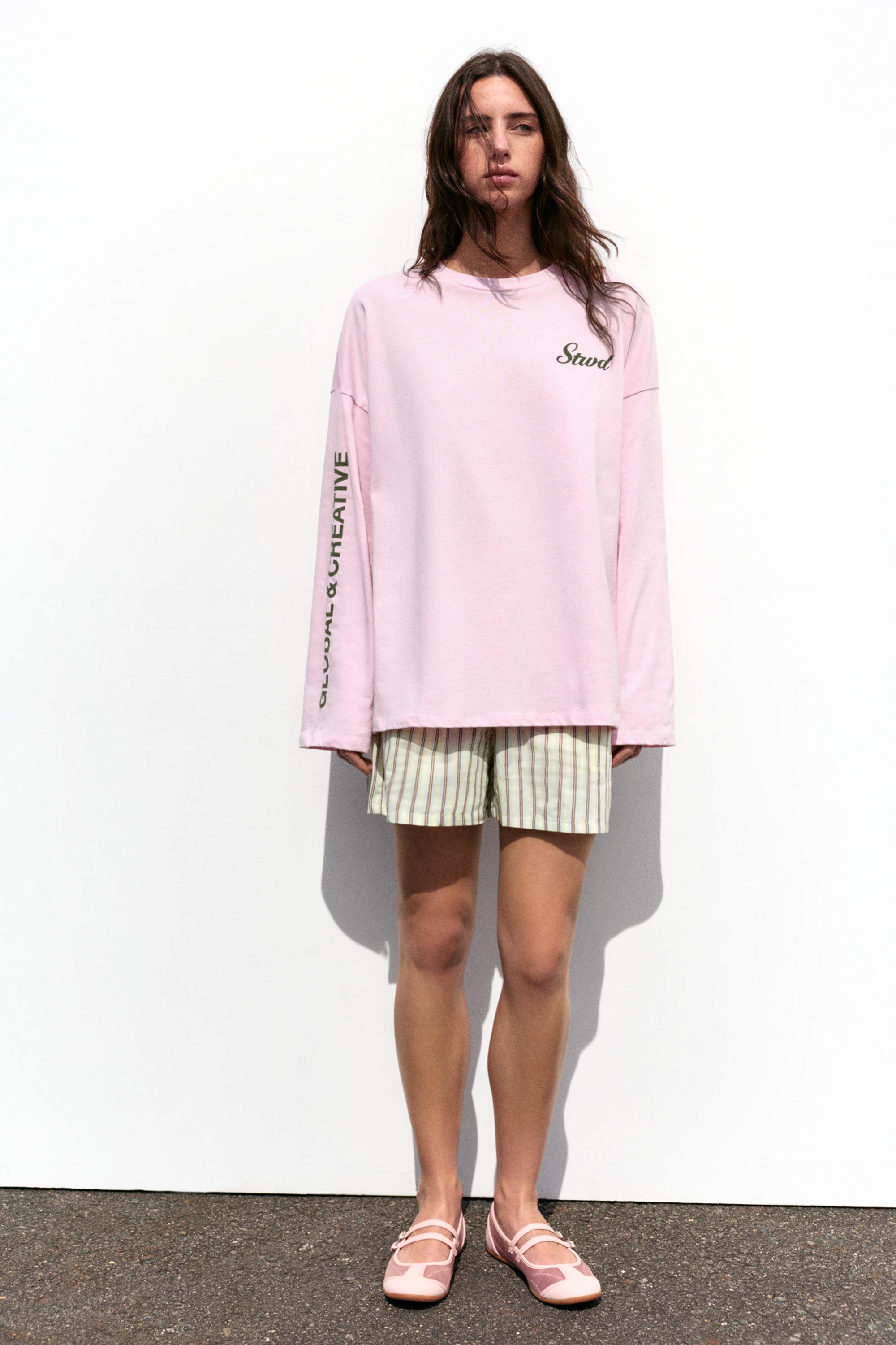 Long sleeve STWD T-shirt — Pink/White