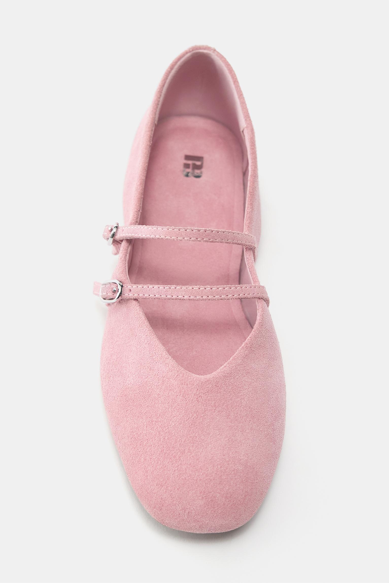 Leather strap ballerinas — Pink