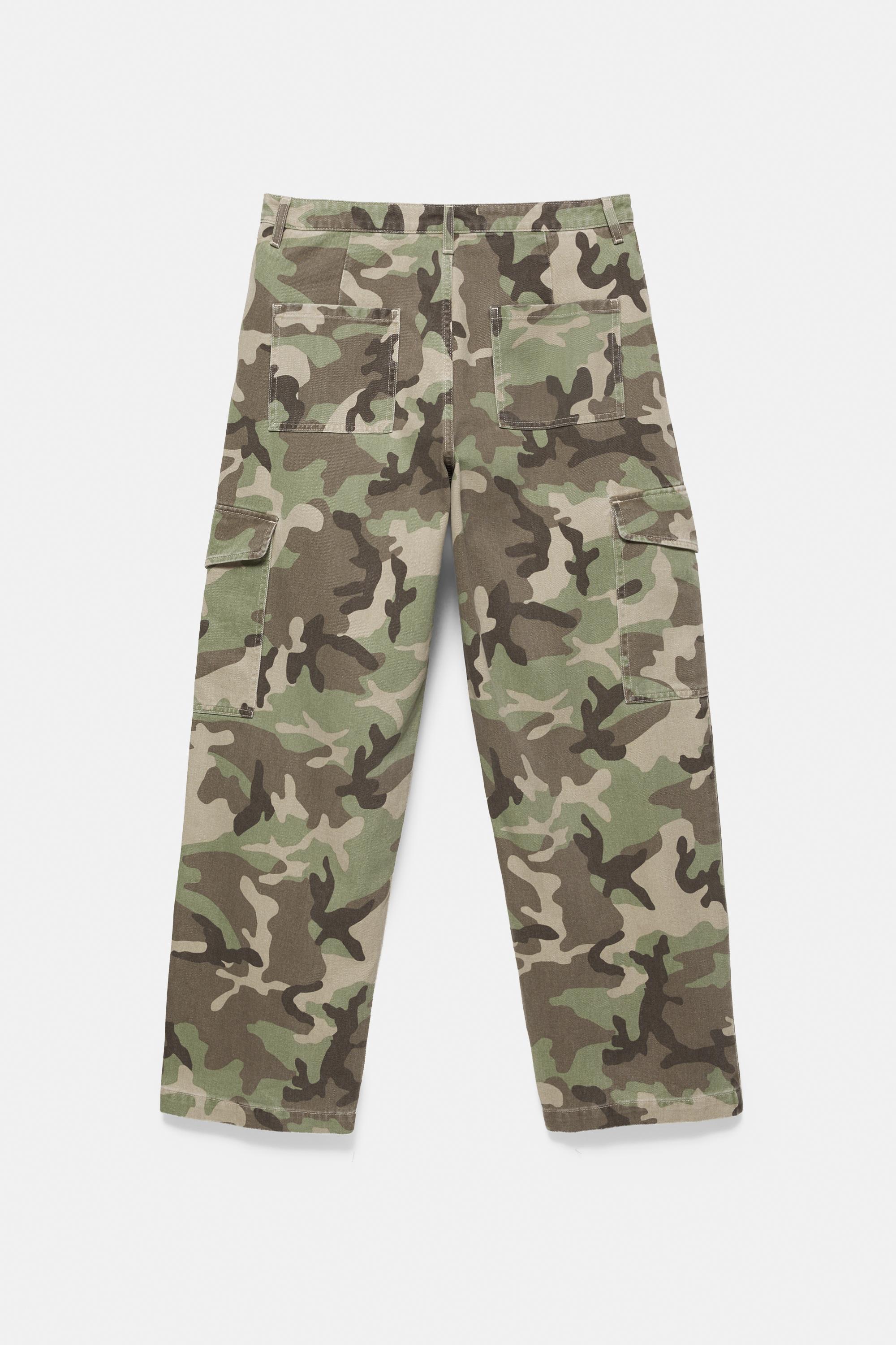 Printed cargo trousers — Khaki