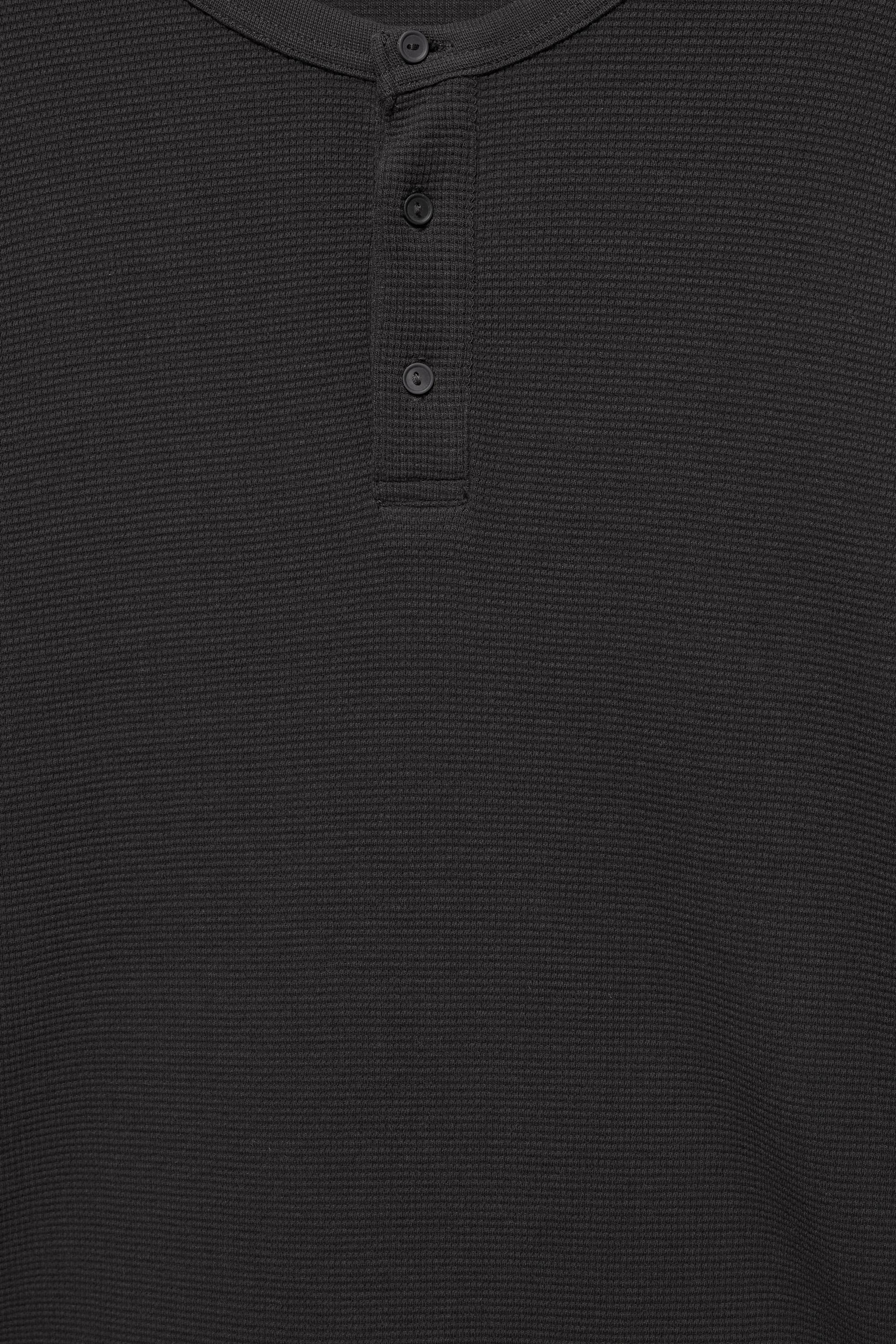 Waffle-knit long sleeve T-shirt — Anthracite grey