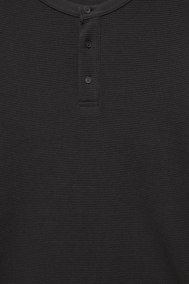 Long sleeve Henley T-shirt — Anthracite grey 8
