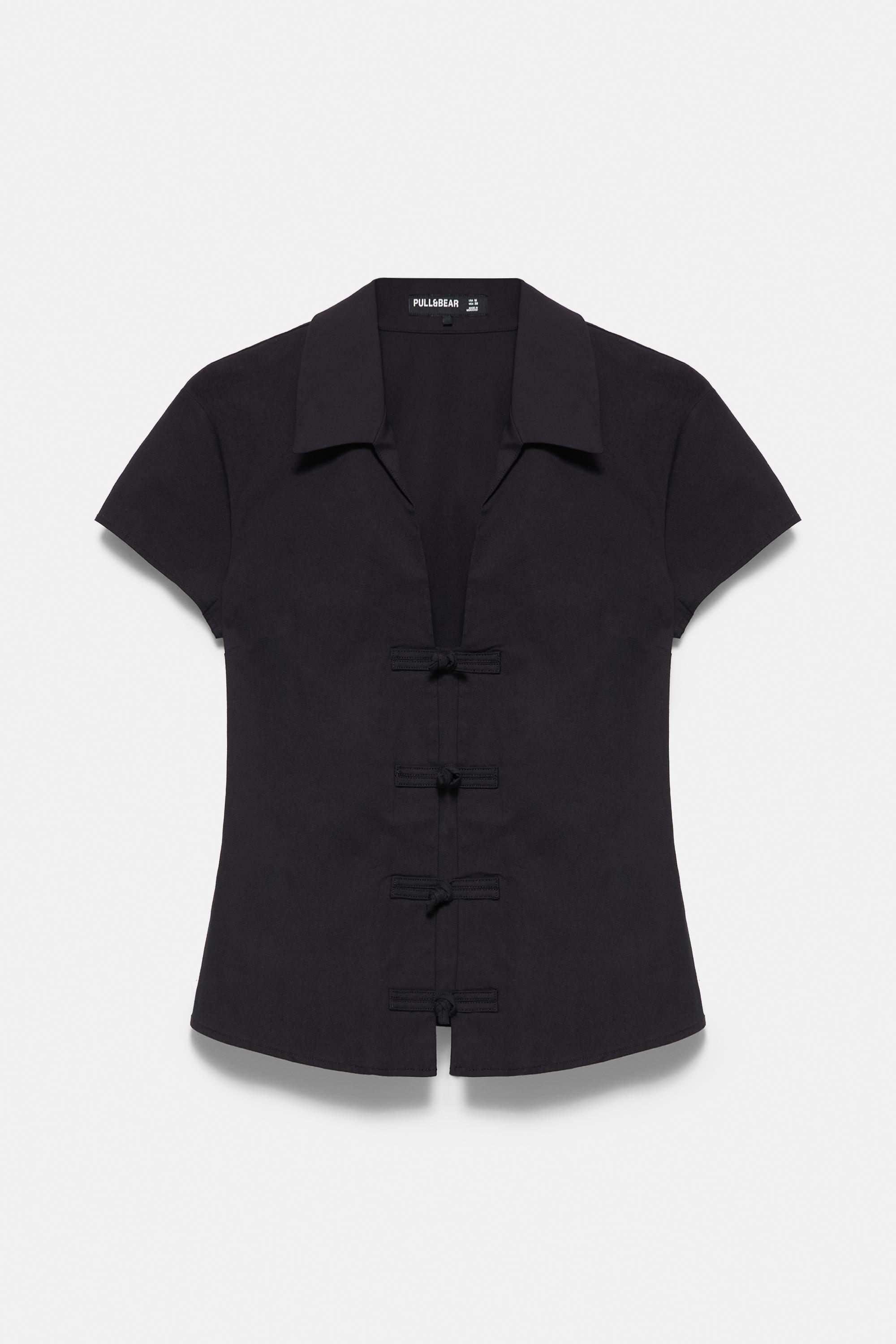 Short sleeve shirt with toggles — Black