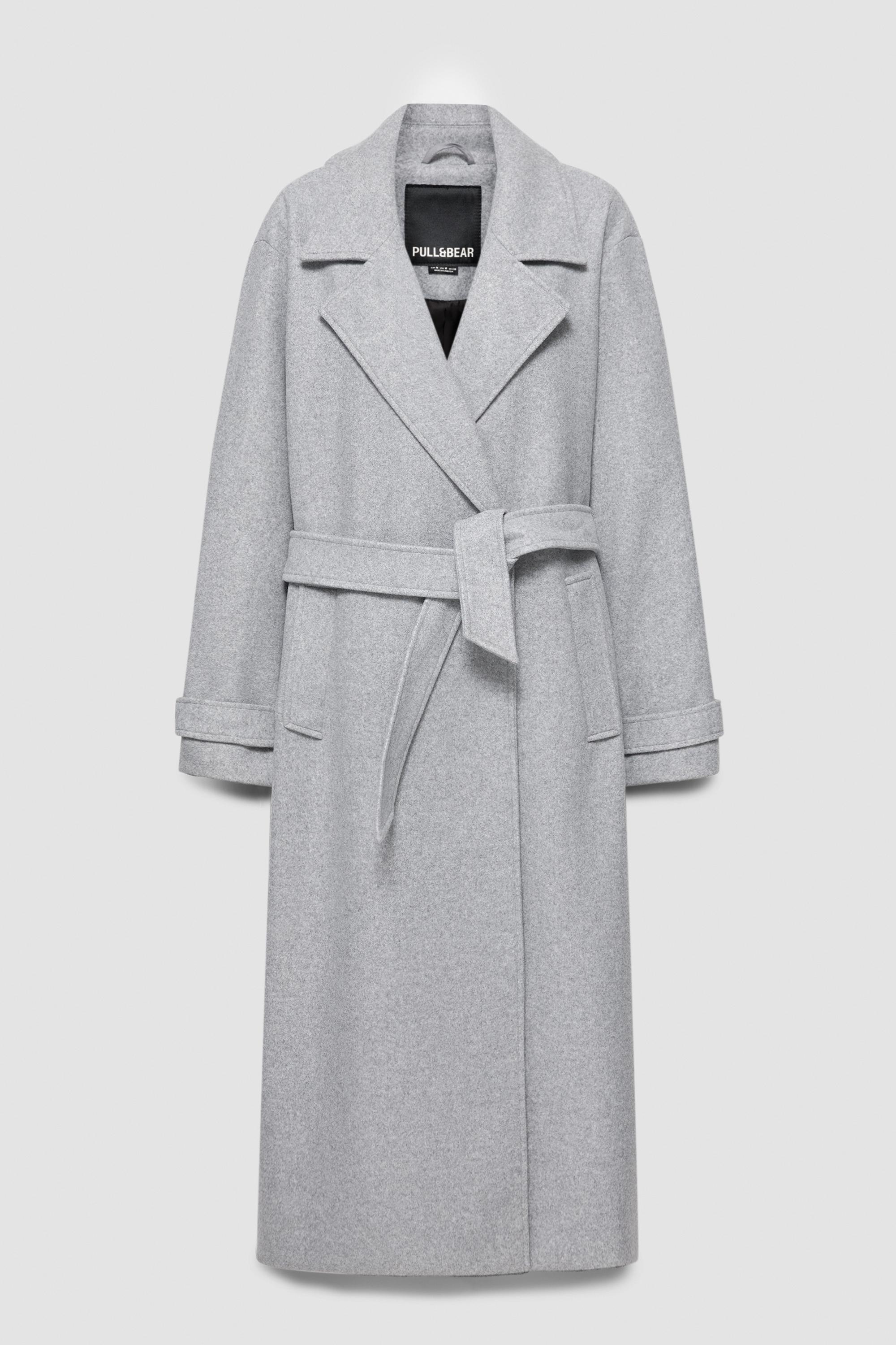 Long belted coat — Medium grey