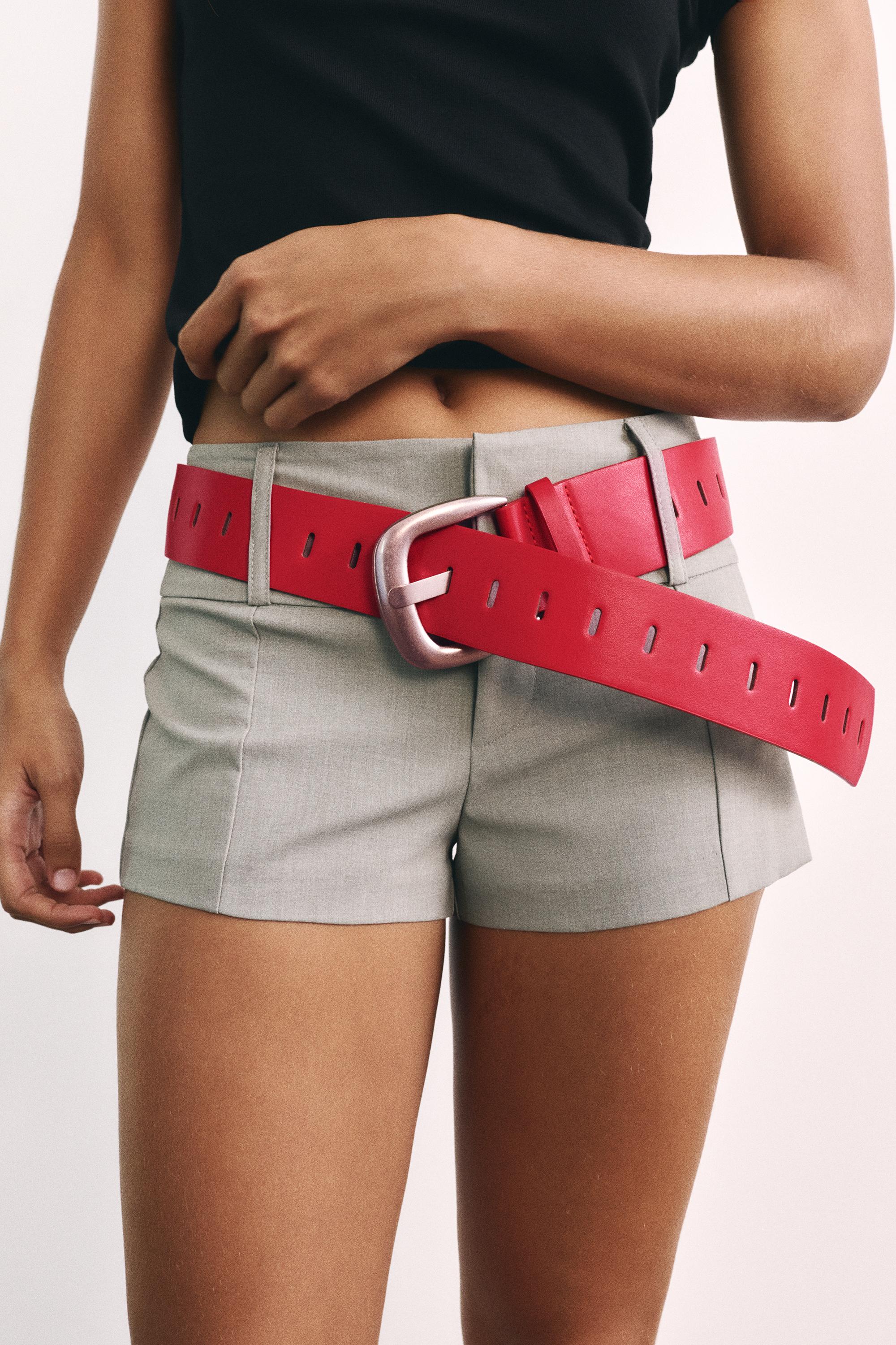Leather effect belt — Red