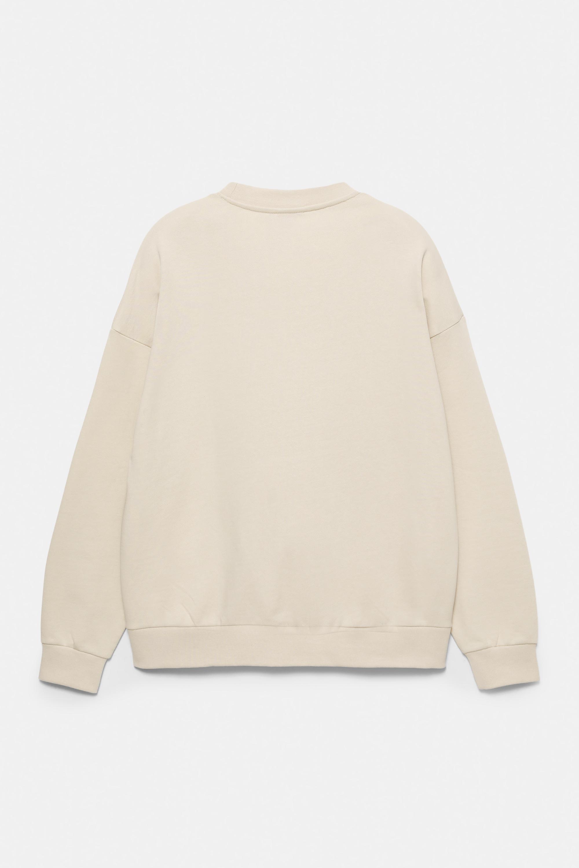 Graphic round neck sweatshirt — Beige