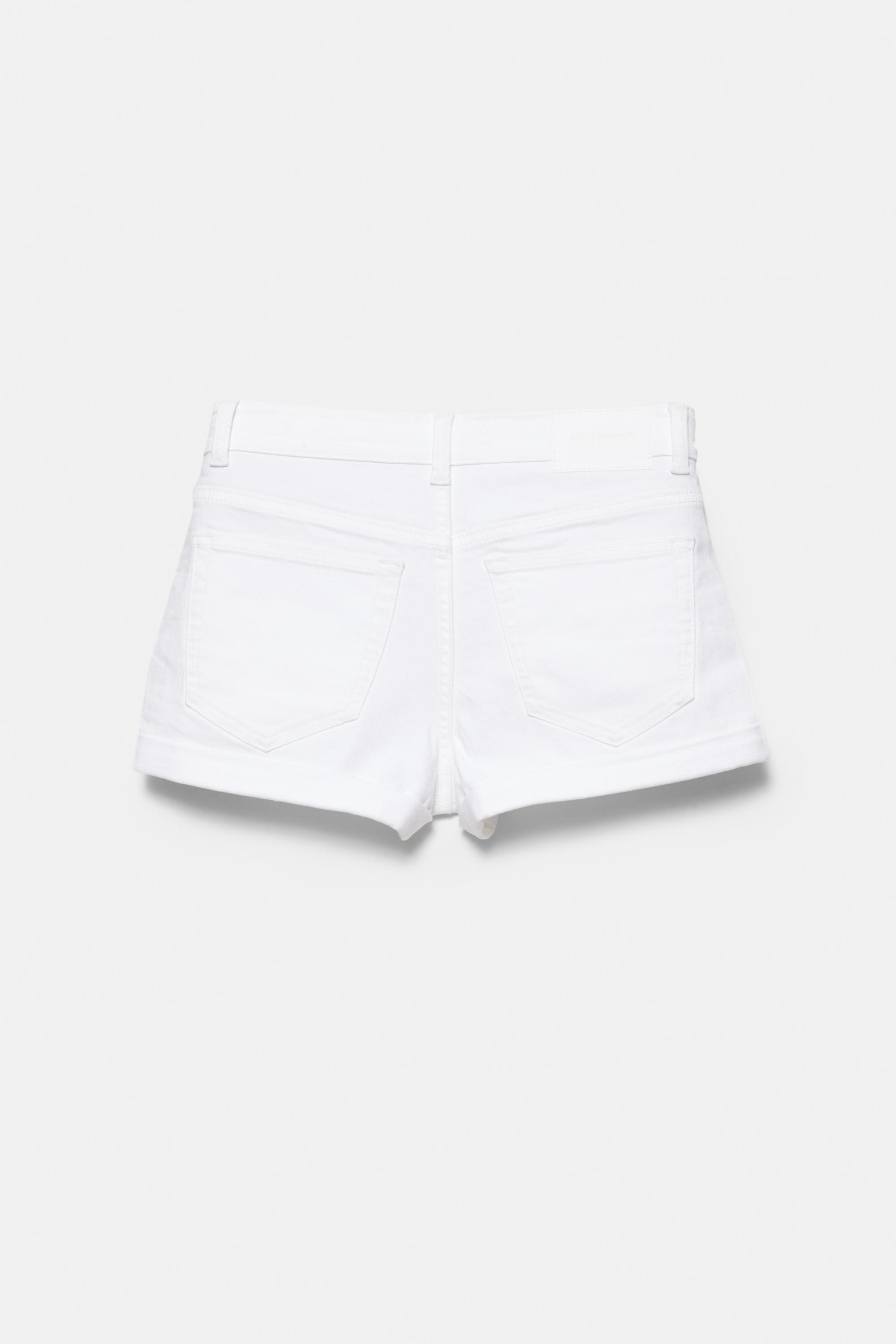 Orta bel denim şort - Görsel 5