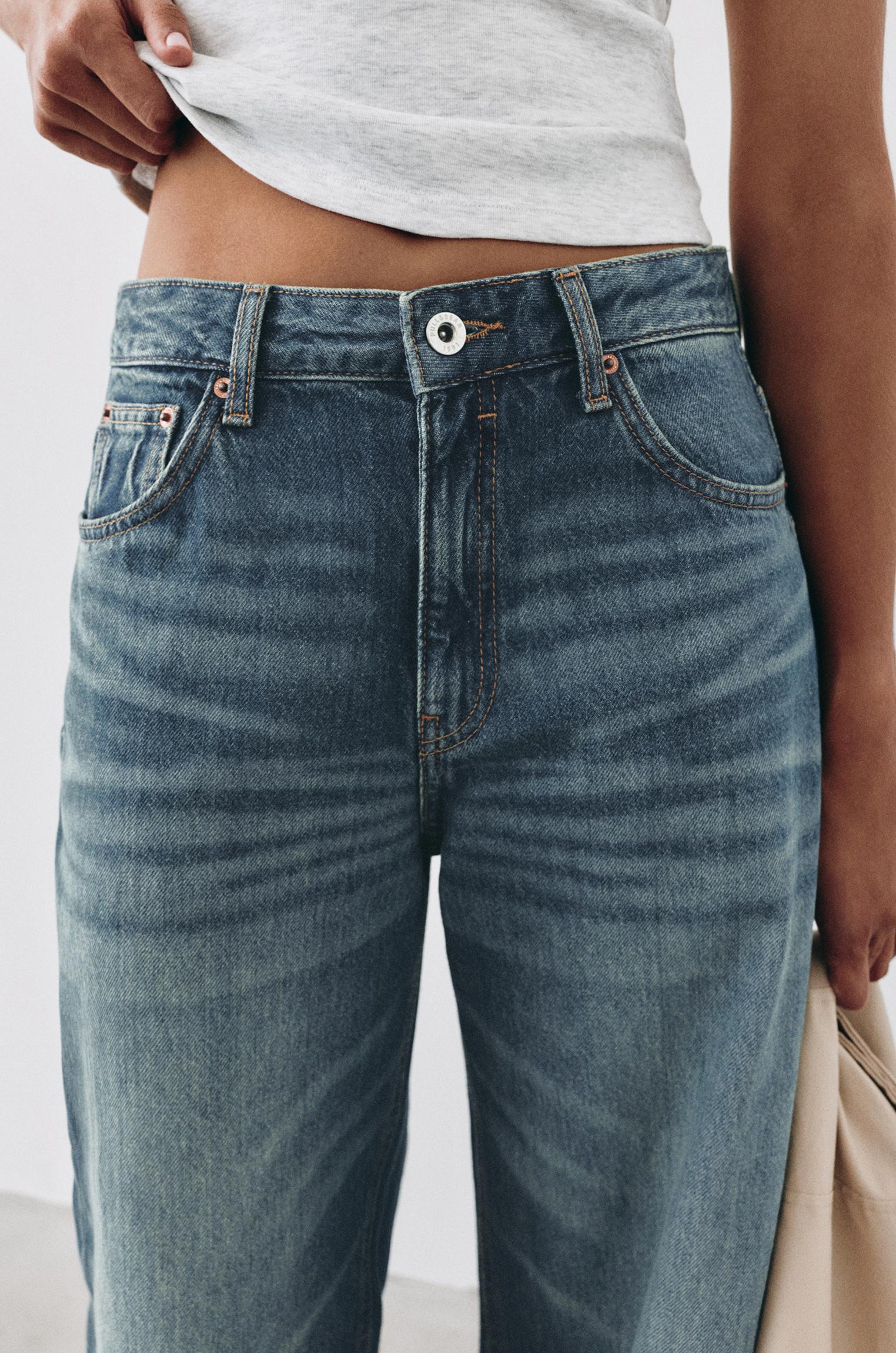 Balloon fit baggy jeans with turn-up hems — Dark blue