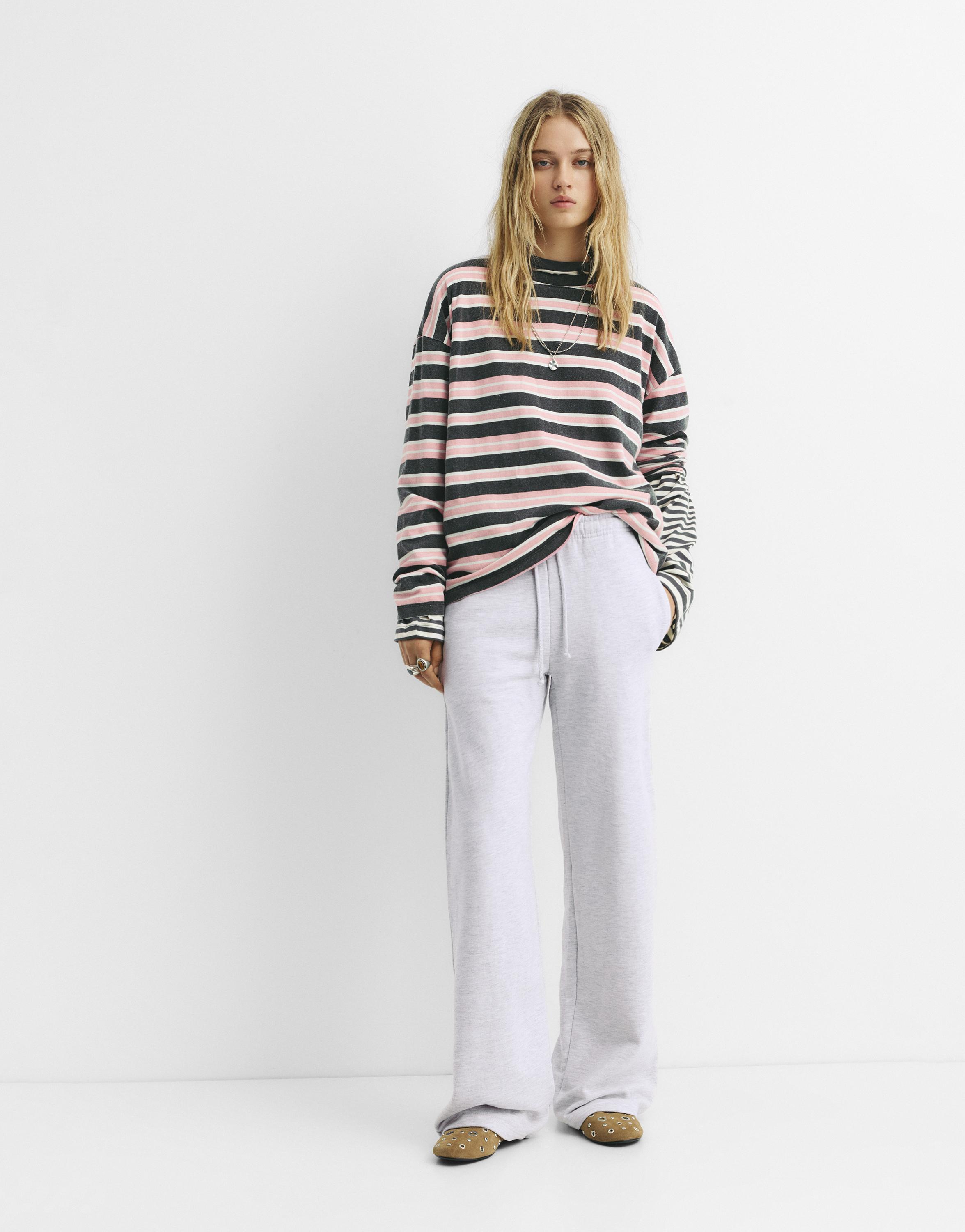 Wide-leg tracksuit bottoms — Grey marl