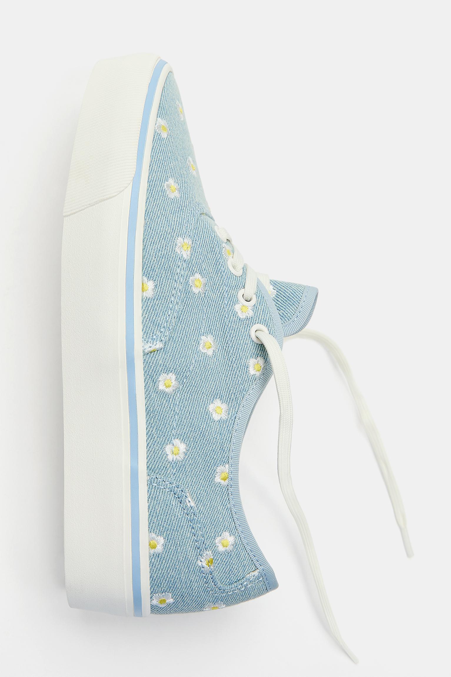 Papatya desenli kanvas spor ayakkabı - Görsel 12