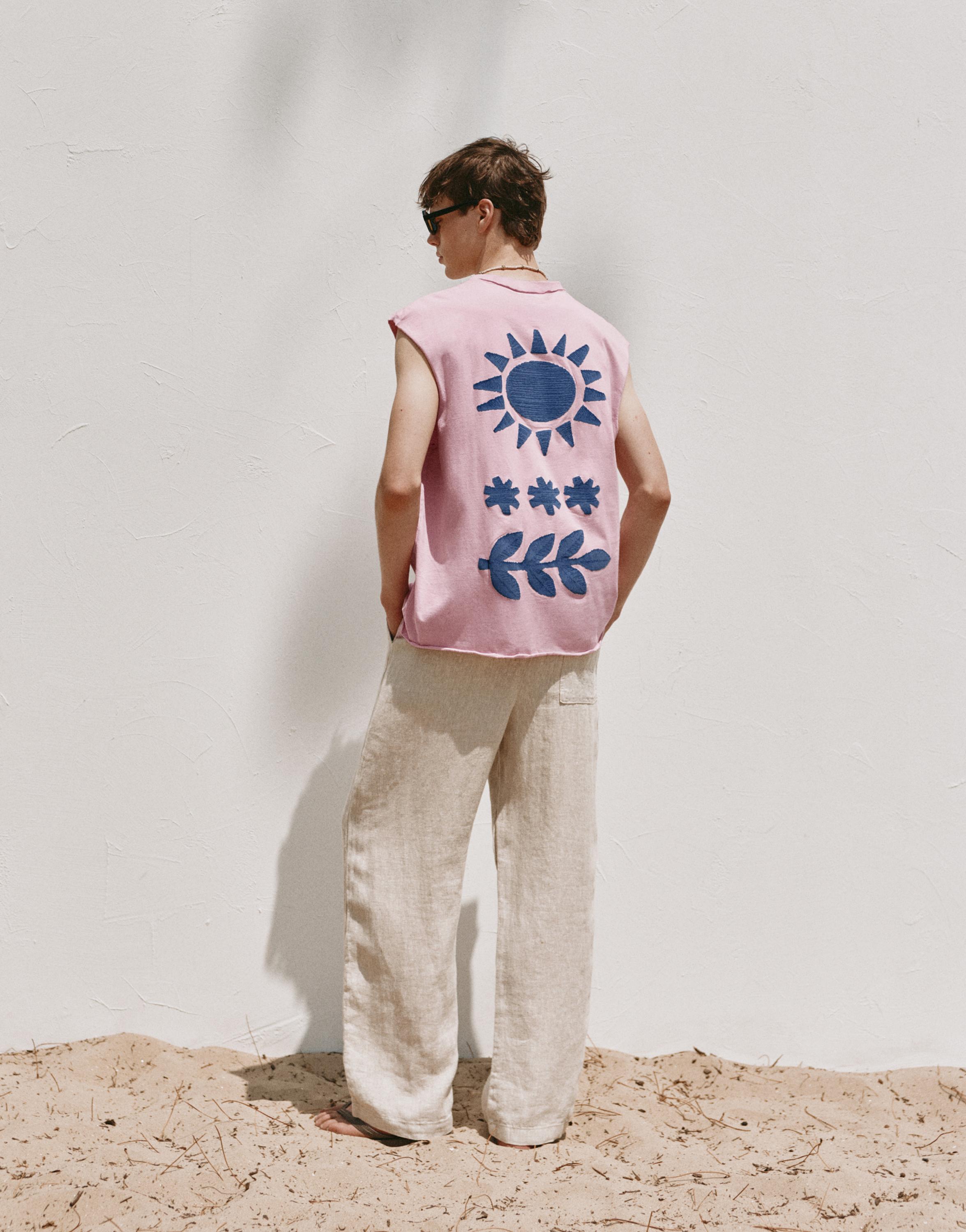 Ibiza boxy sleeveless T-shirt — Pink