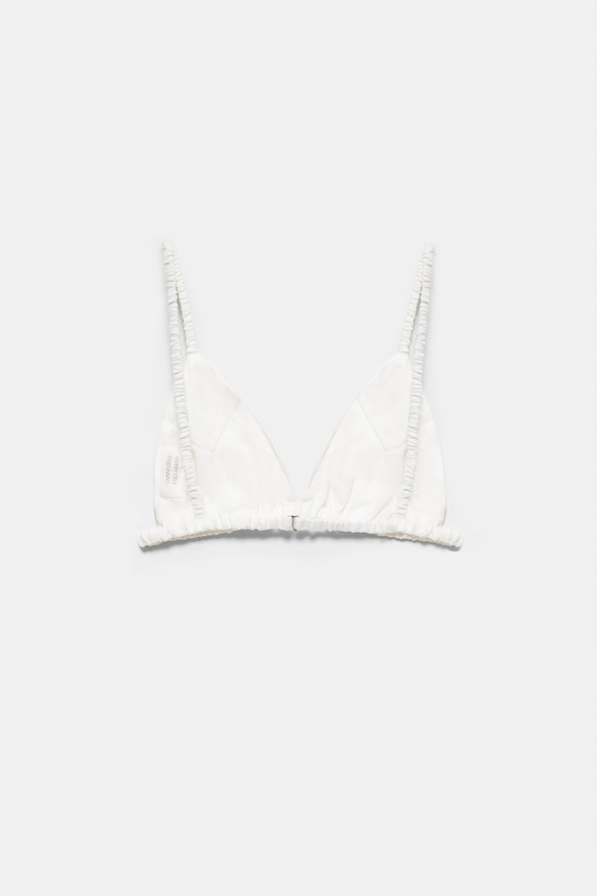 100% linen bralette top Encaixe de Camariñas x Pull&Bear — Off white