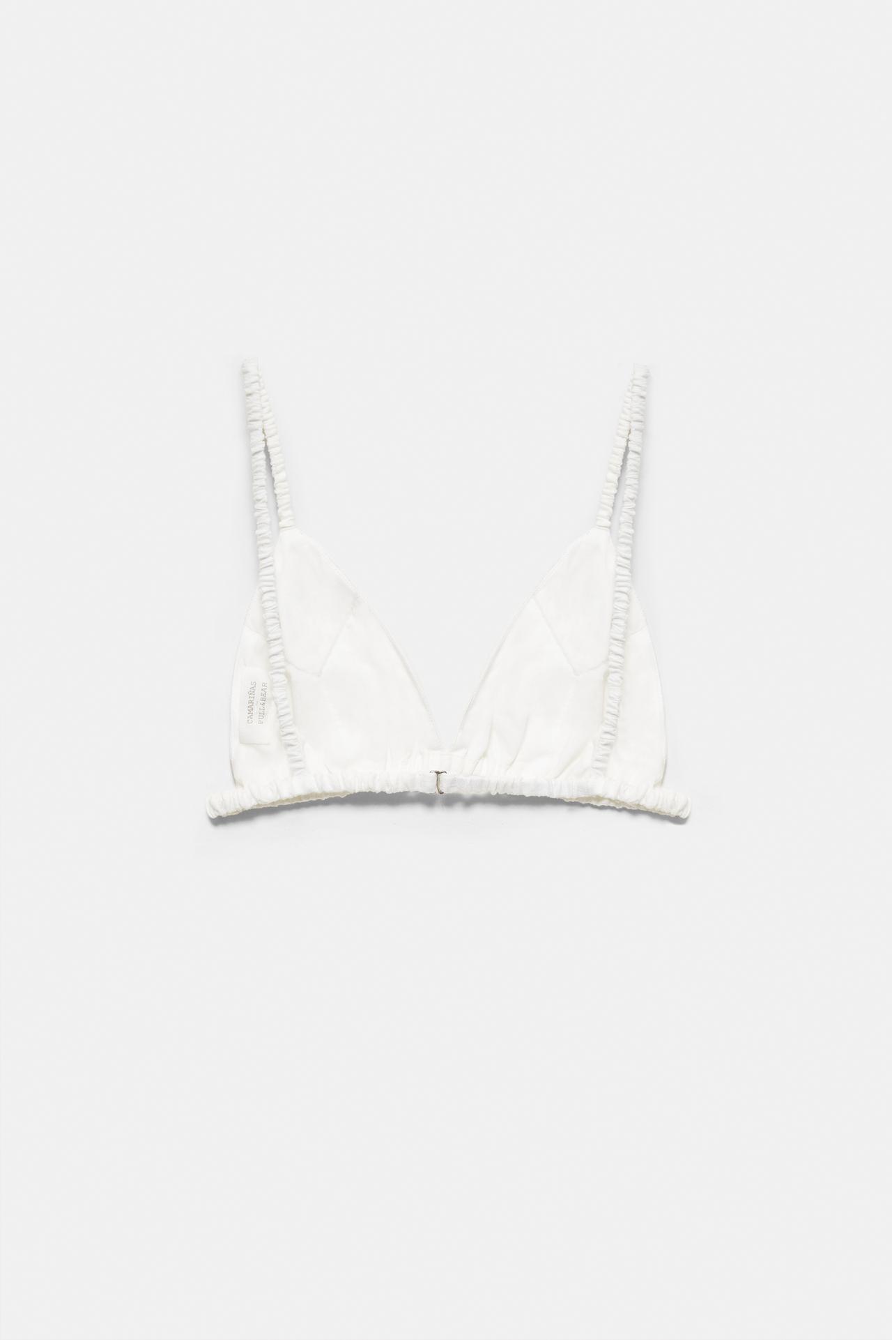 100% linen bralette top Encaixe de Camariñas x Pull&Bear — Off white