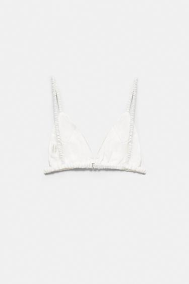 100% linen bralette top Encaixe de Camariñas x Pull&Bear — Off white 9