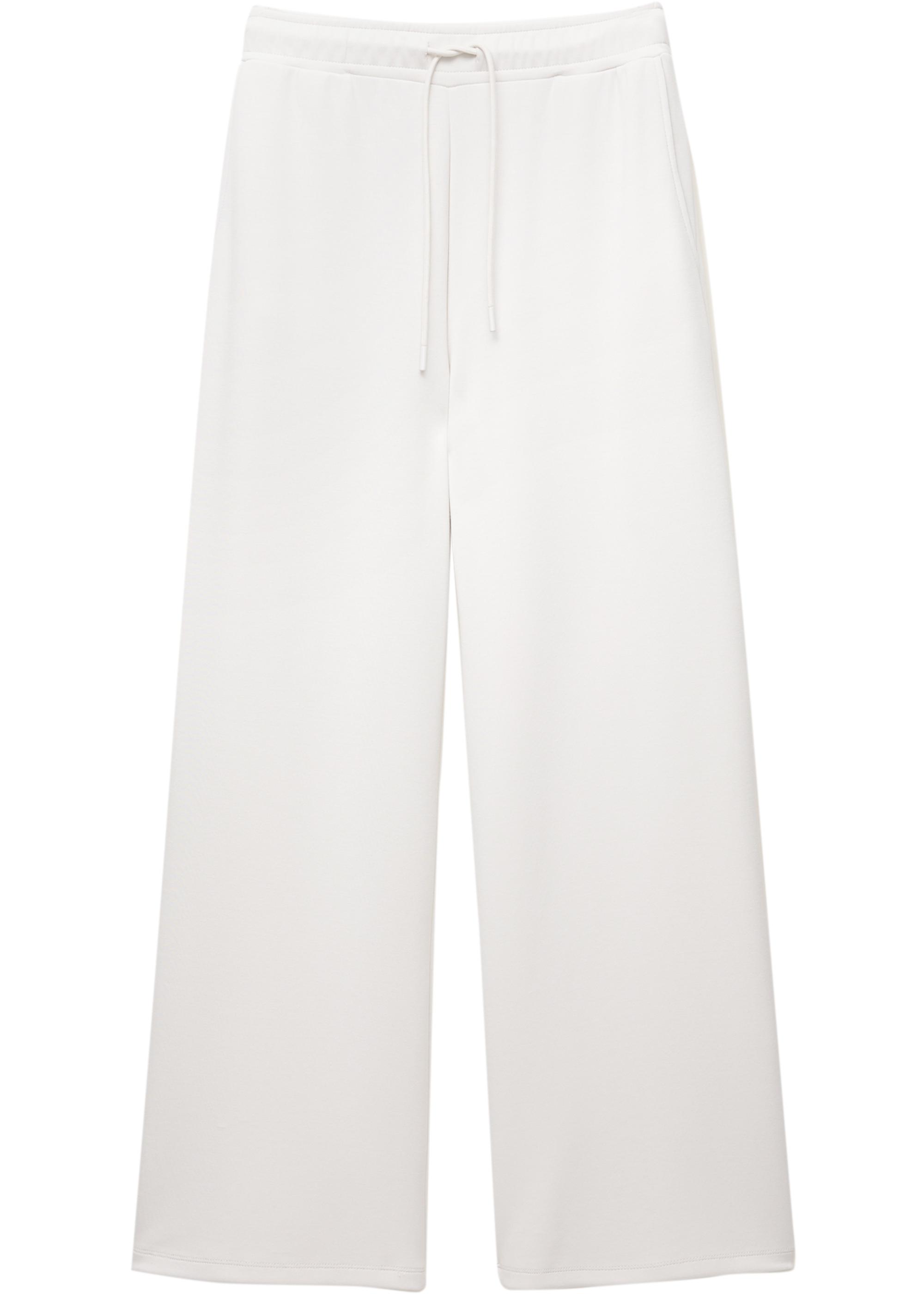 Soft-touch wide-leg trousers — Ecru