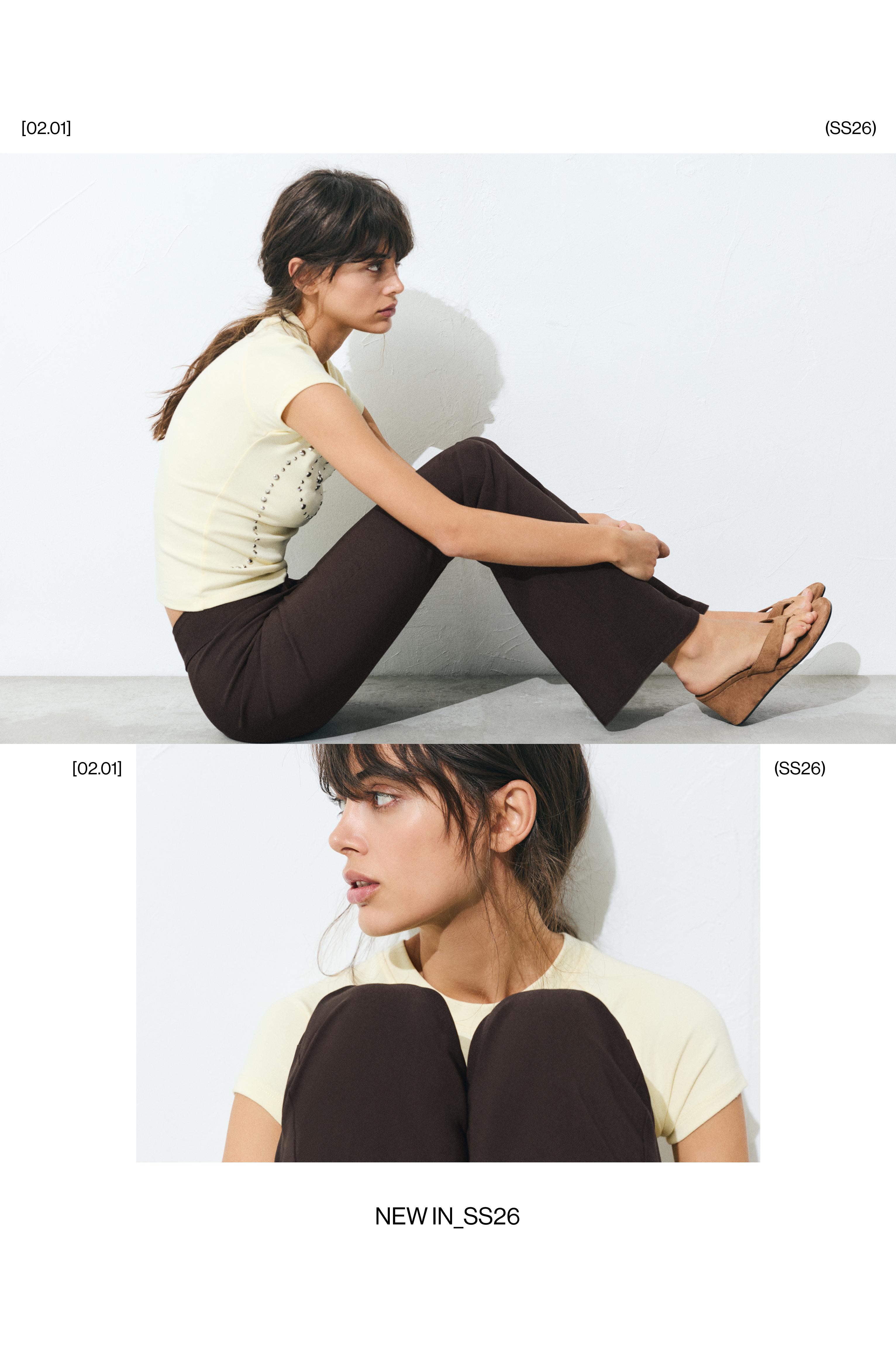 Mid-waist bootcut trousers — Brown