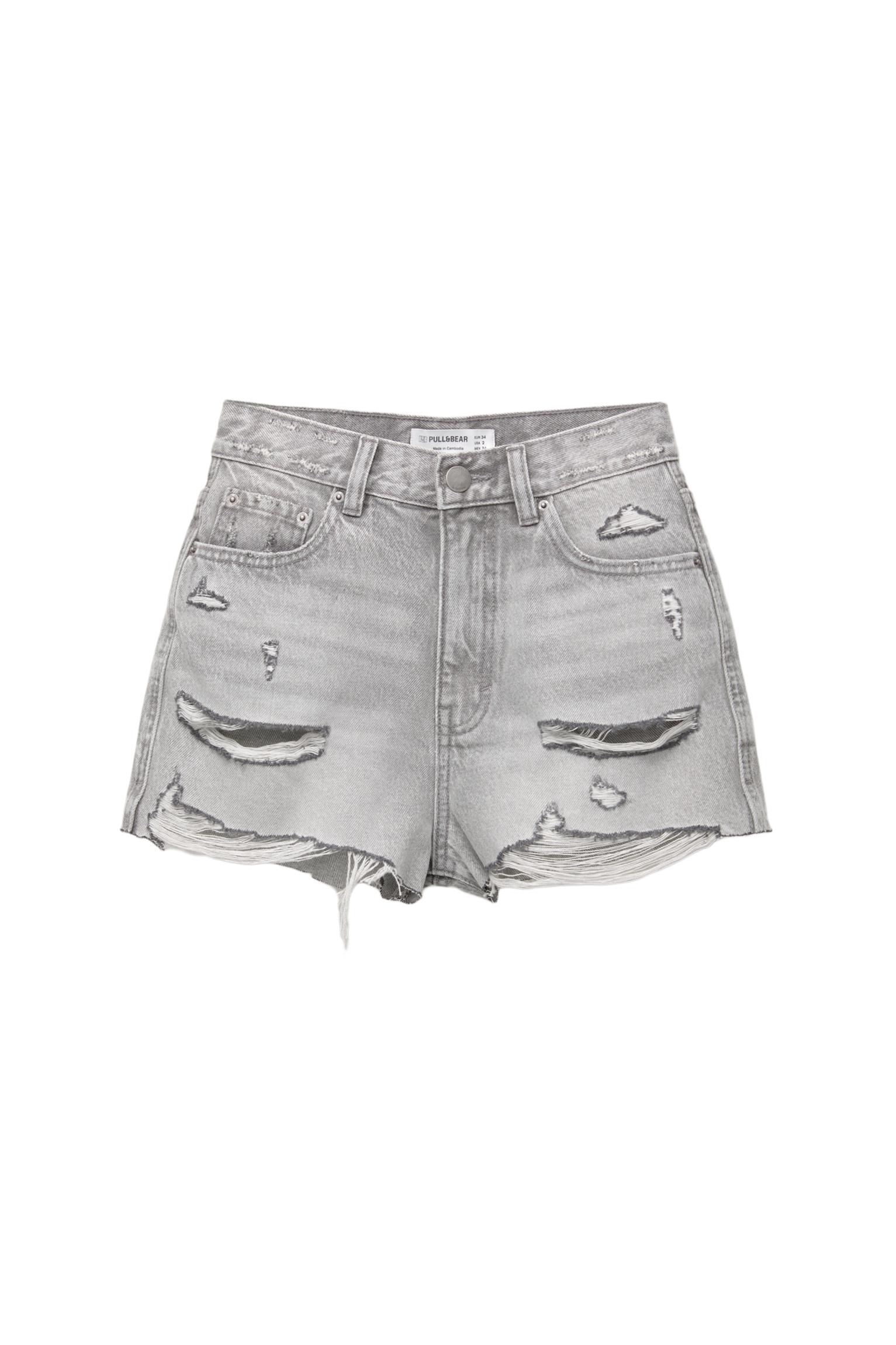 Yırtık detaylı denim şort - Görsel 40