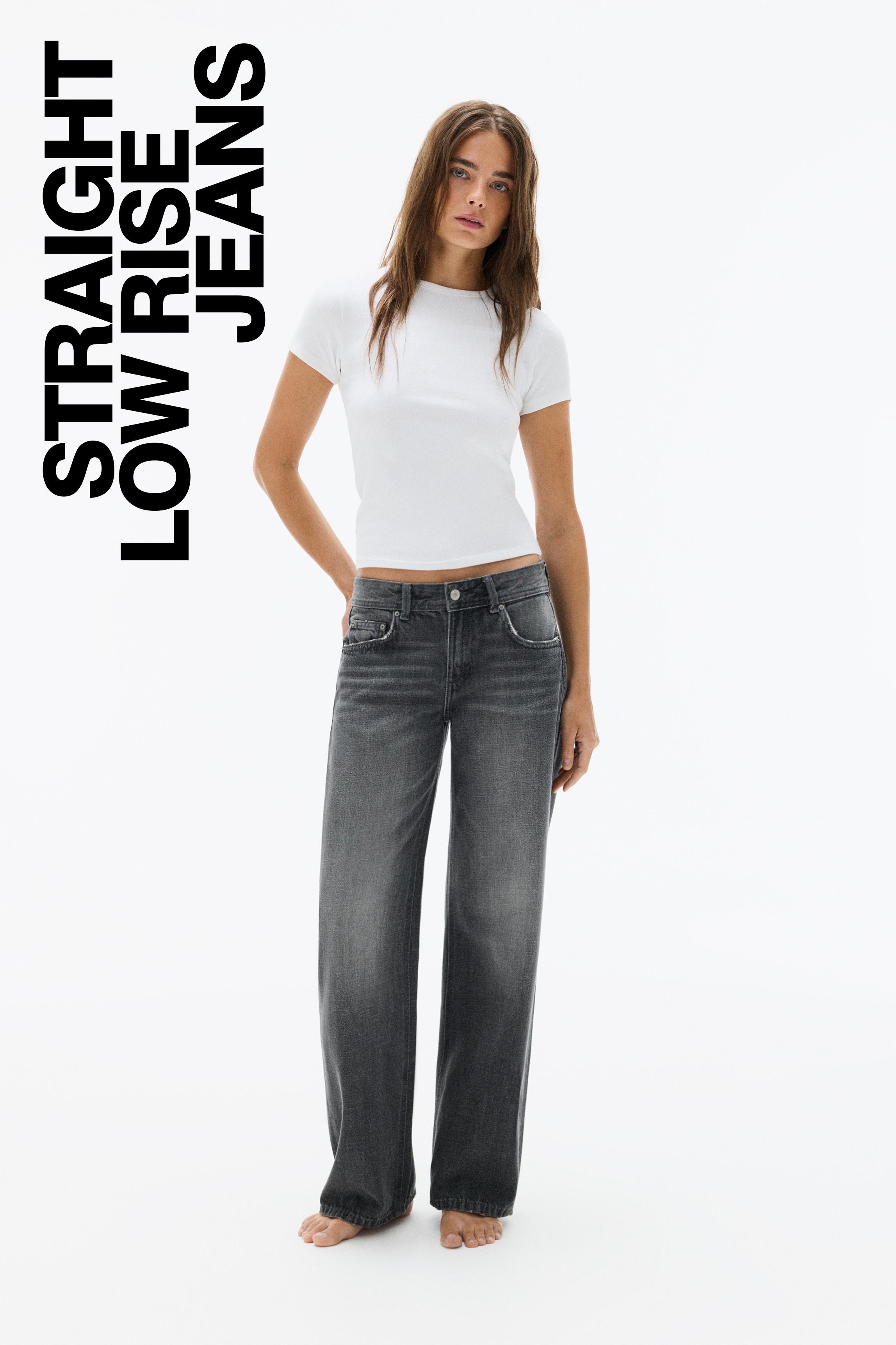 Low-rise straight-leg jeans — Grey
