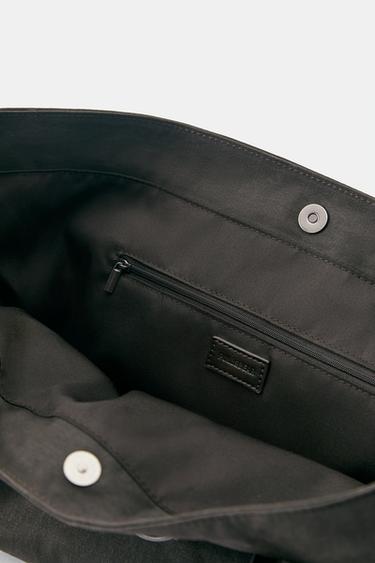 Suede buckle-detail shopper tote — Brown 6