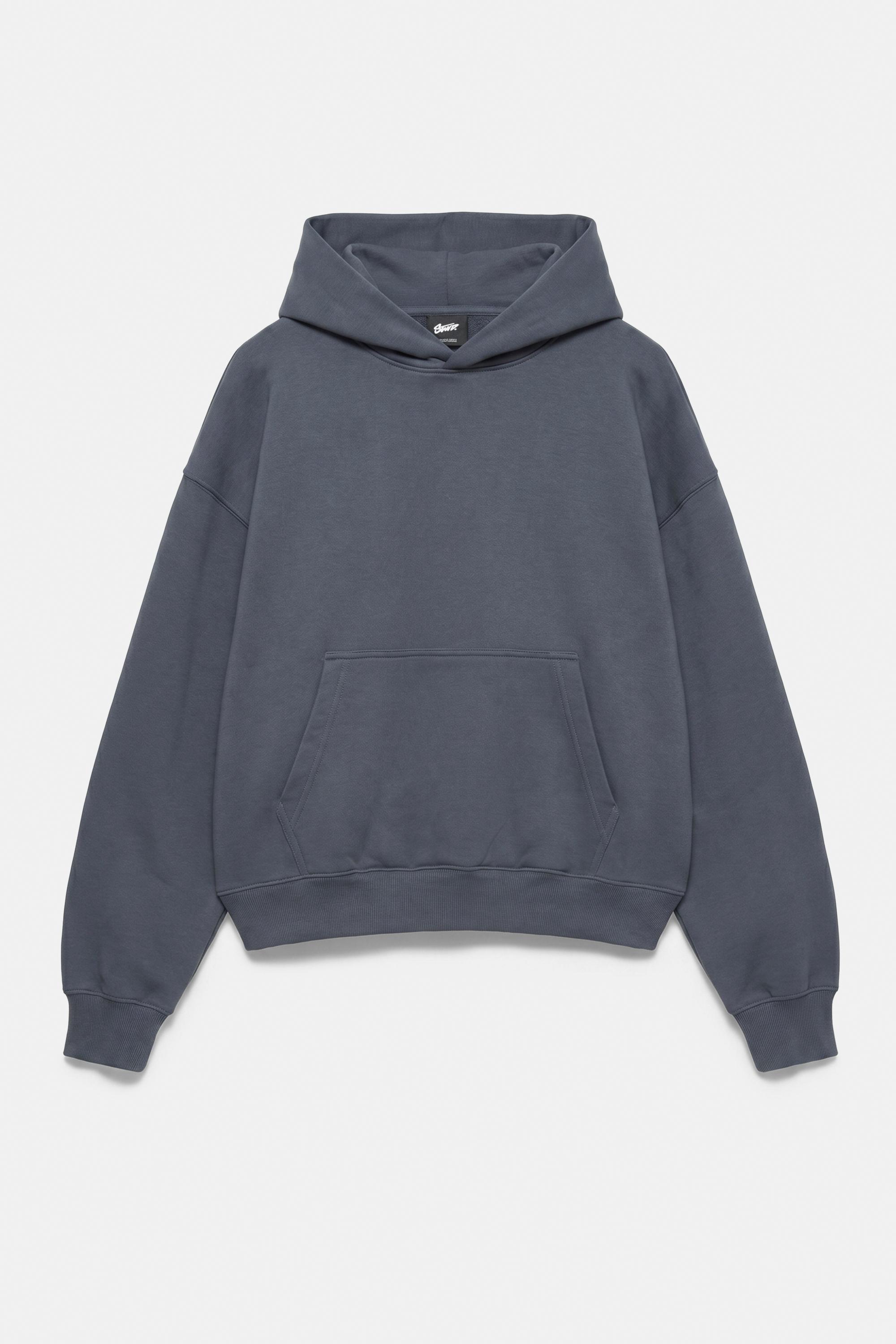 STWD boxy-fit logo hoodie — Grey blue