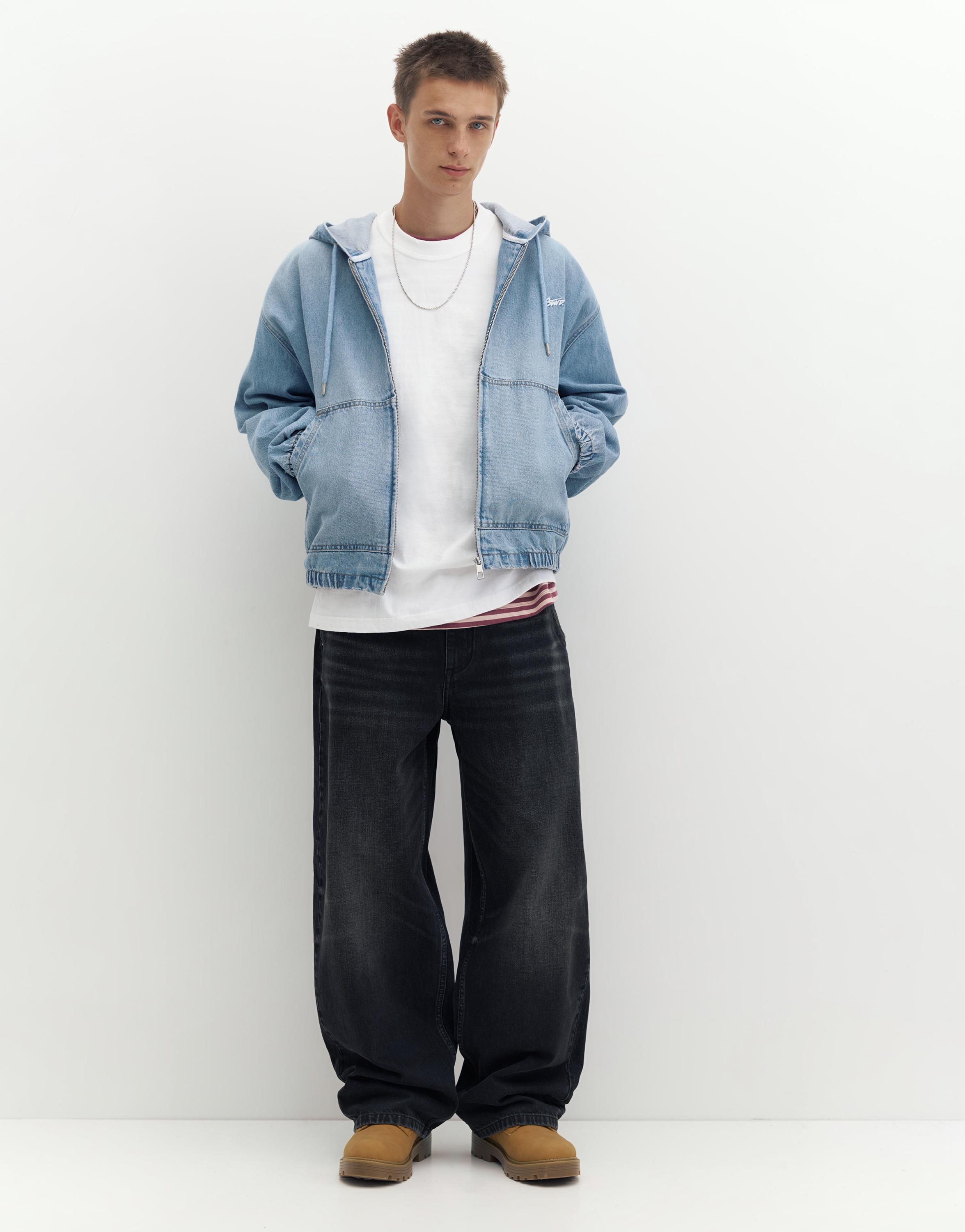 STWD zip-up hooded jacket — Medium blue