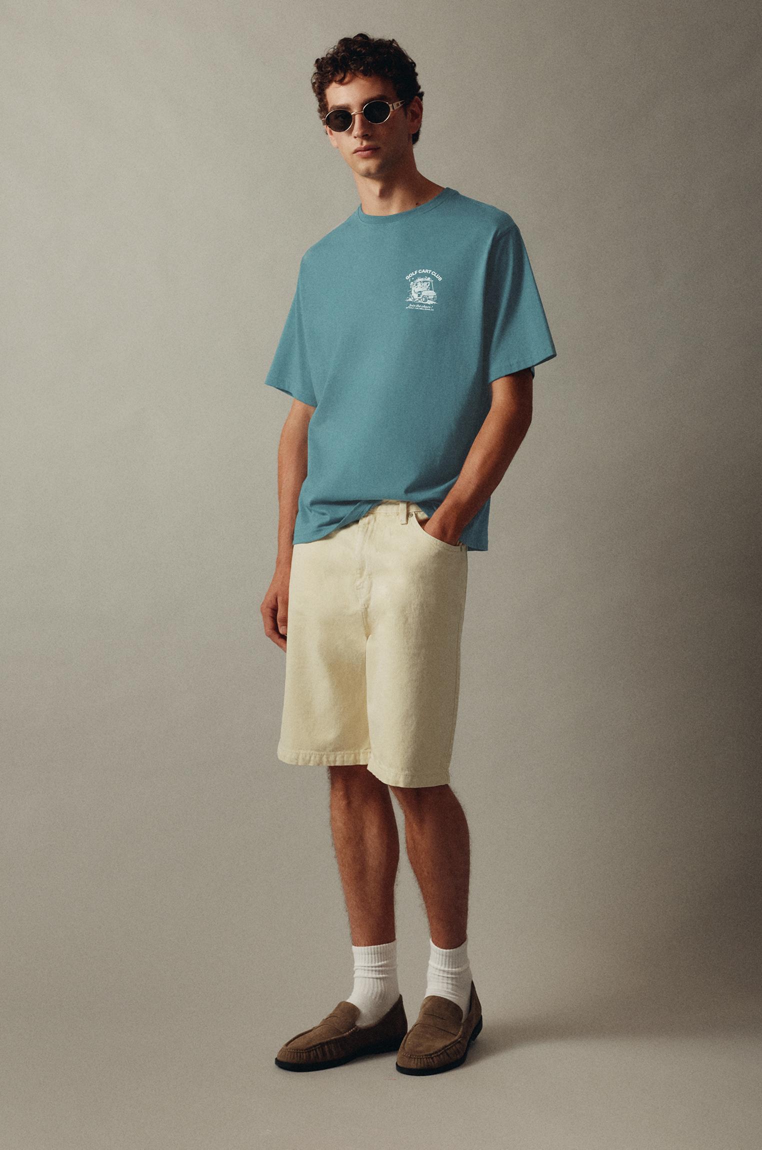 Baggy denim Bermuda shorts — Yellow