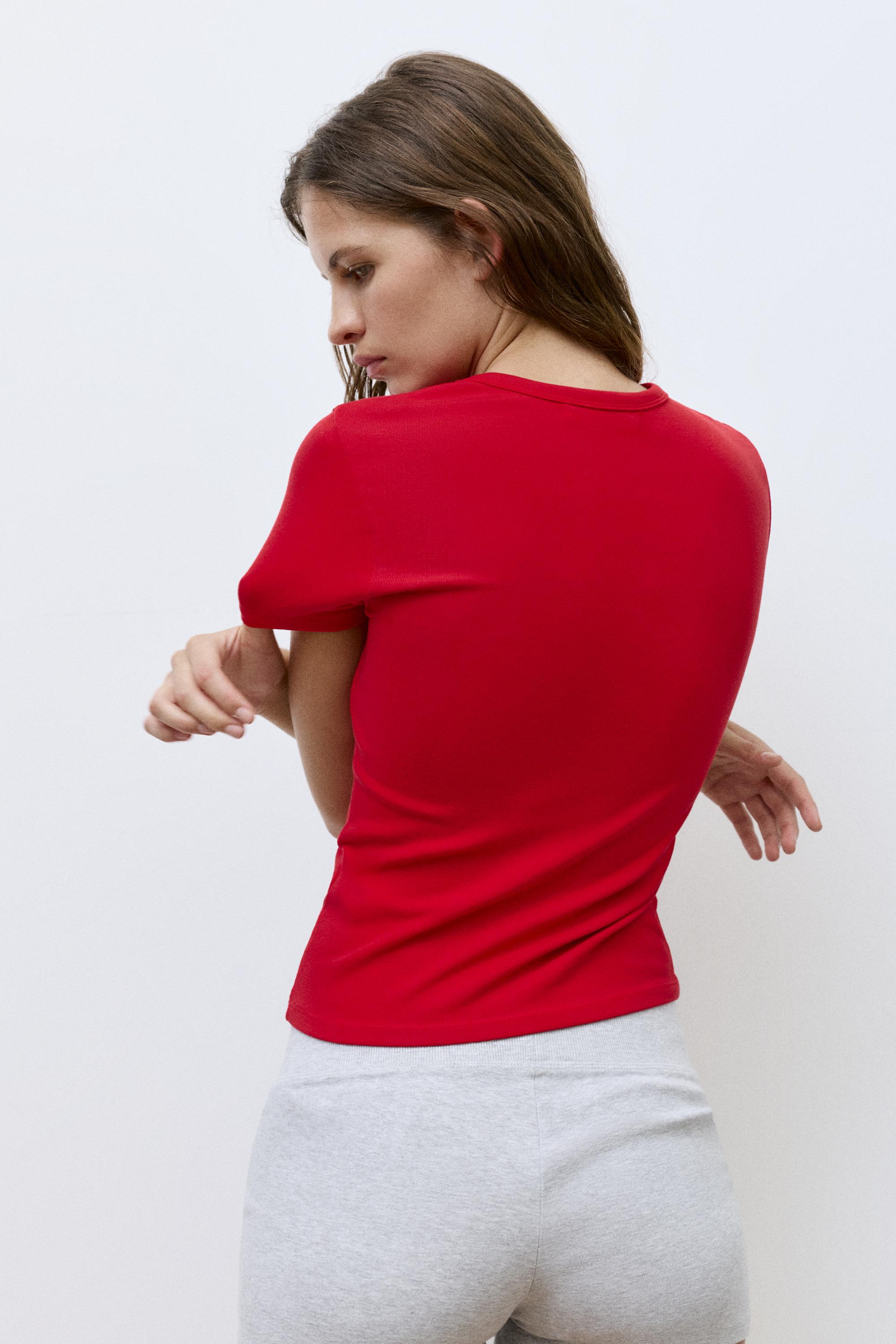 Kısa kollu dar kesim t-shirt - Görsel 2