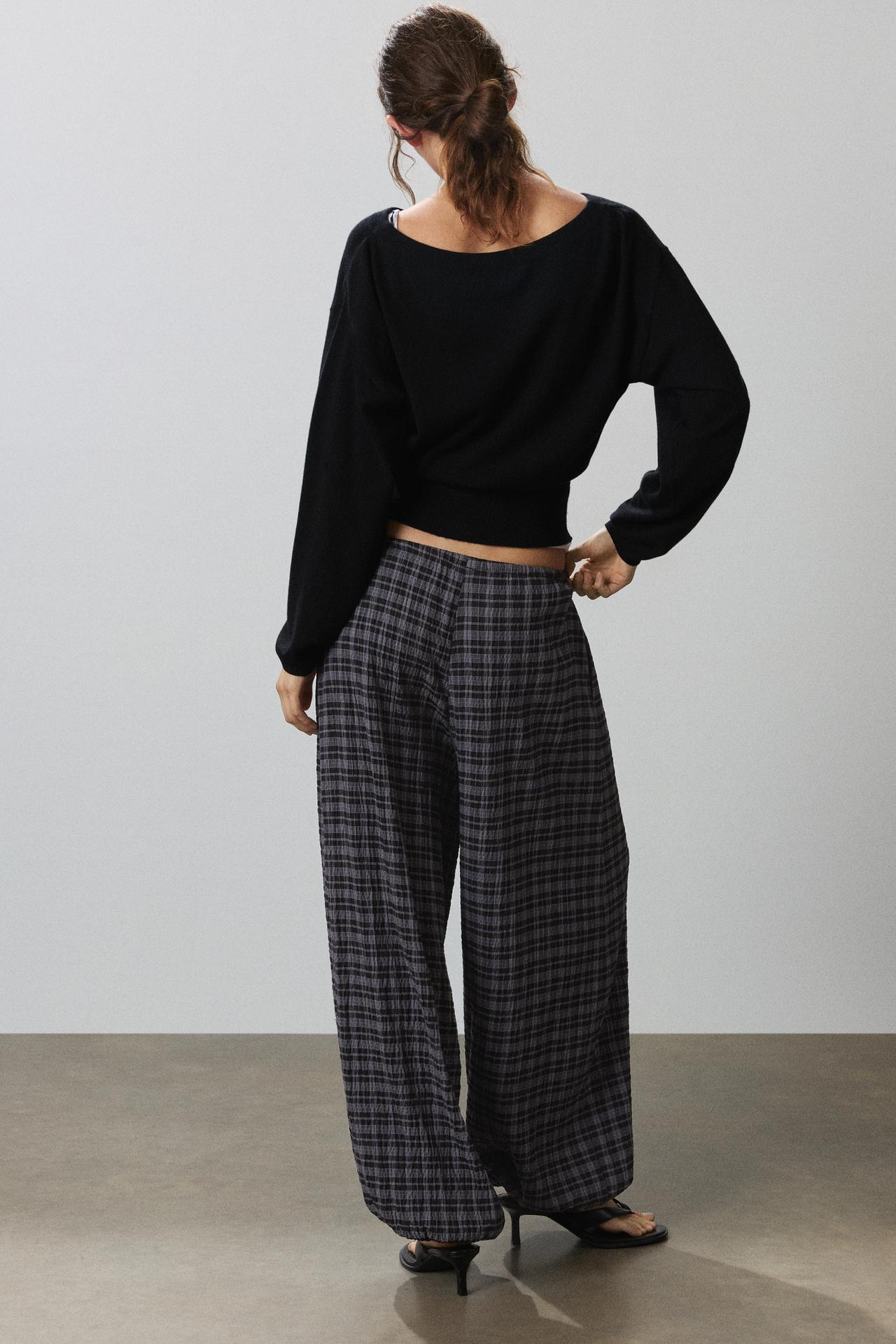 Check sarouel trousers — Anthracite grey