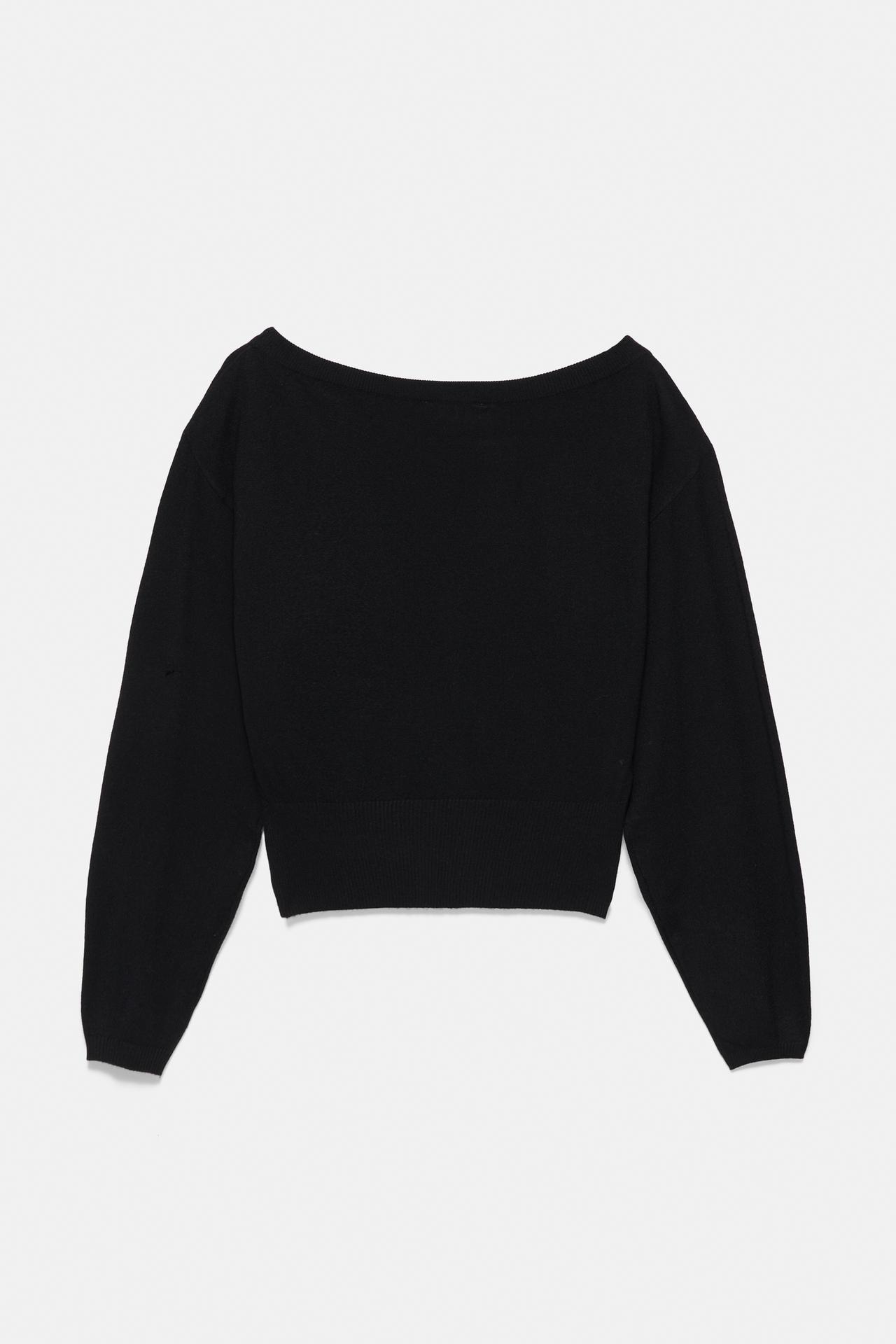 Asymmetric neck jumper — Black