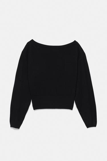 Asymmetric neck jumper — Black 6