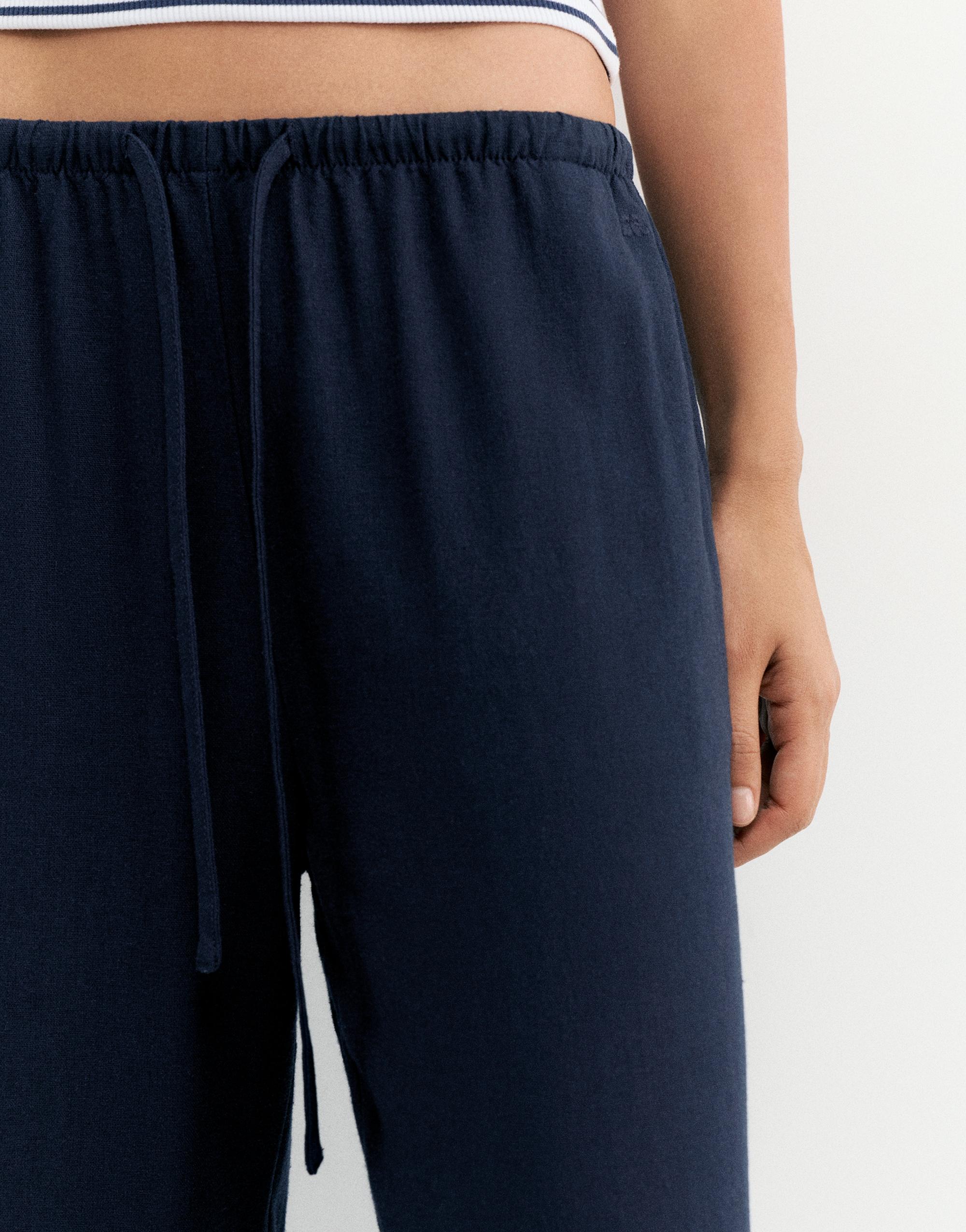 Linen blend joggers — Navy
