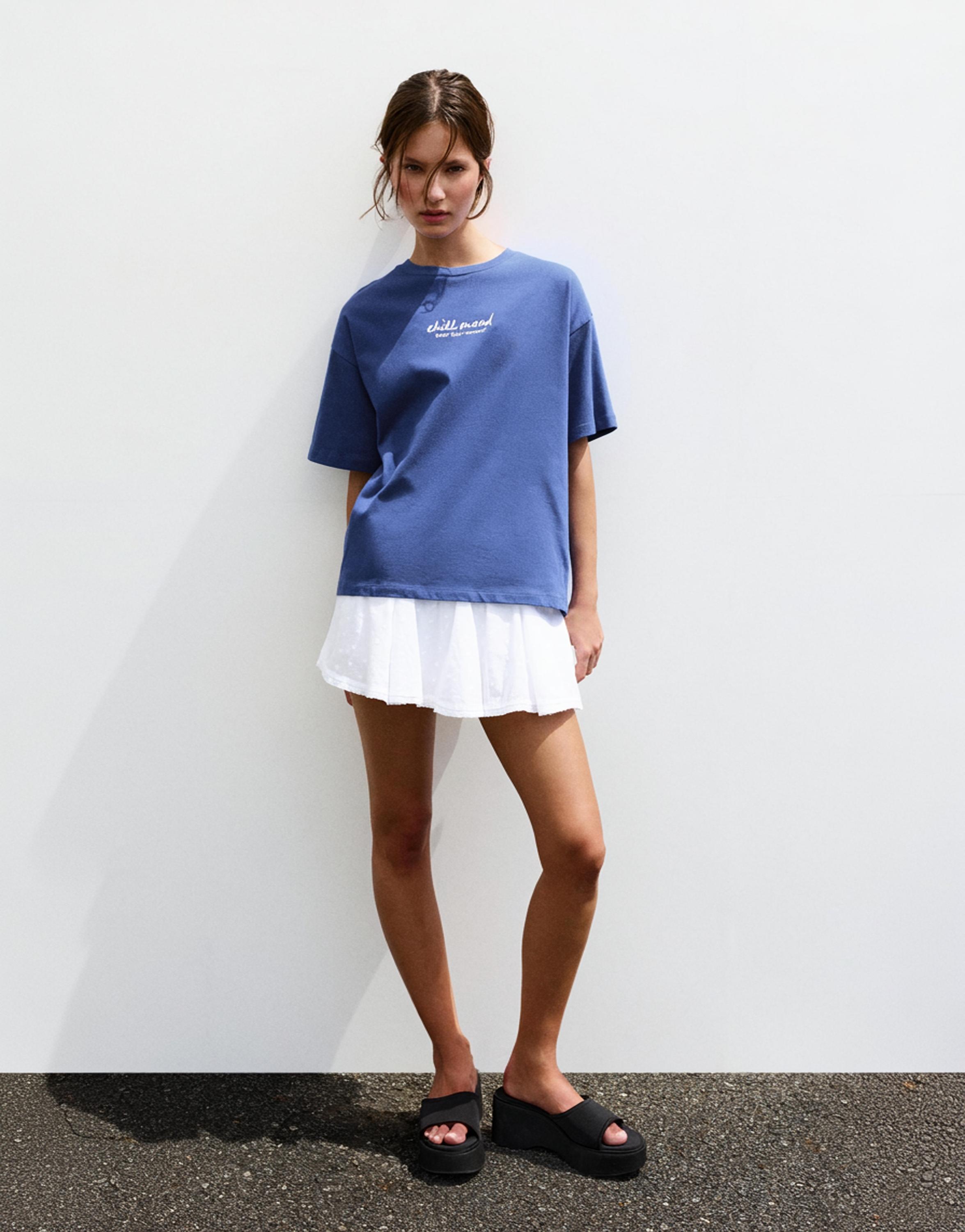 Oversize palm tree graphic T-shirt — Ink blue