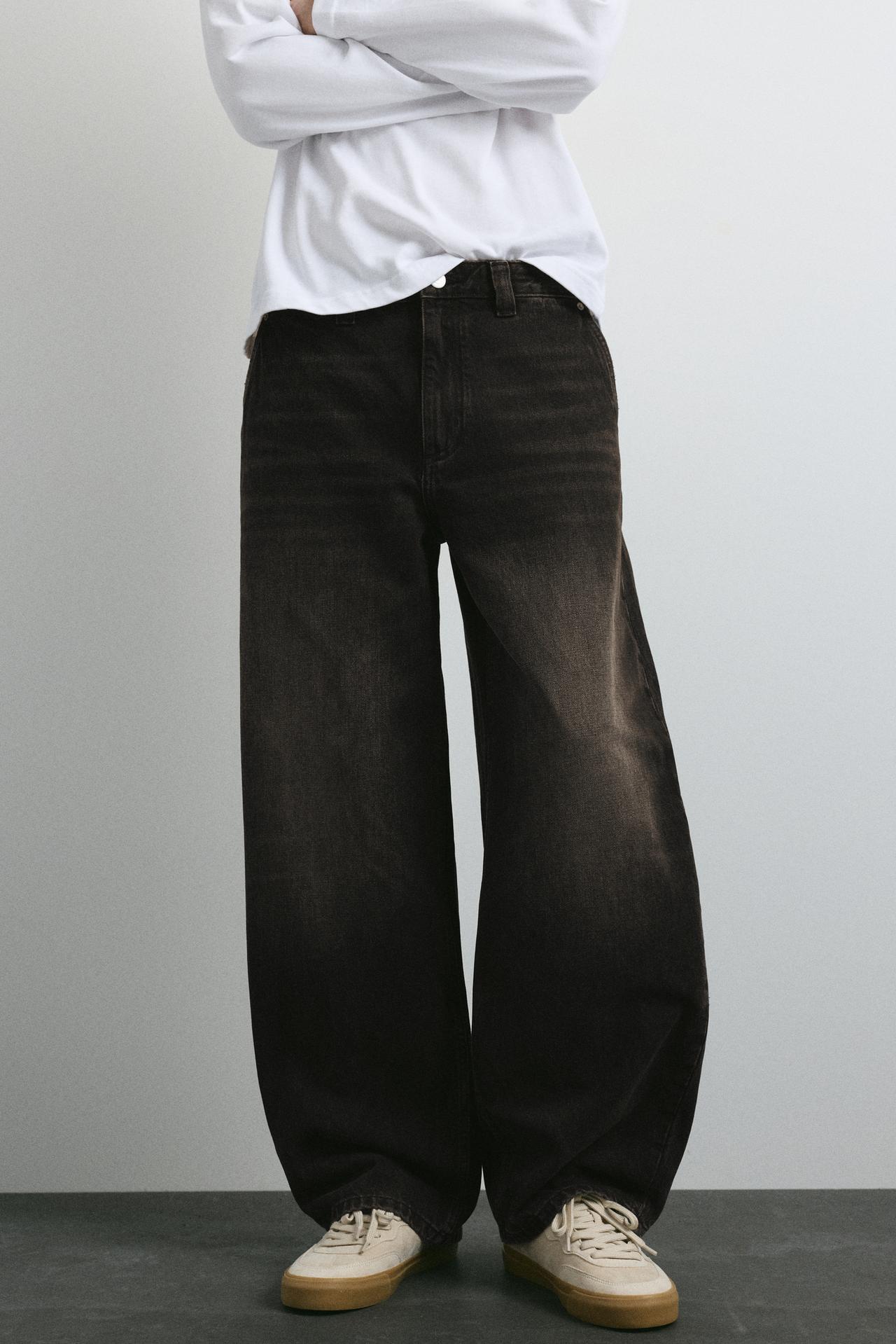 100% cotton barrel jeans — Faded black