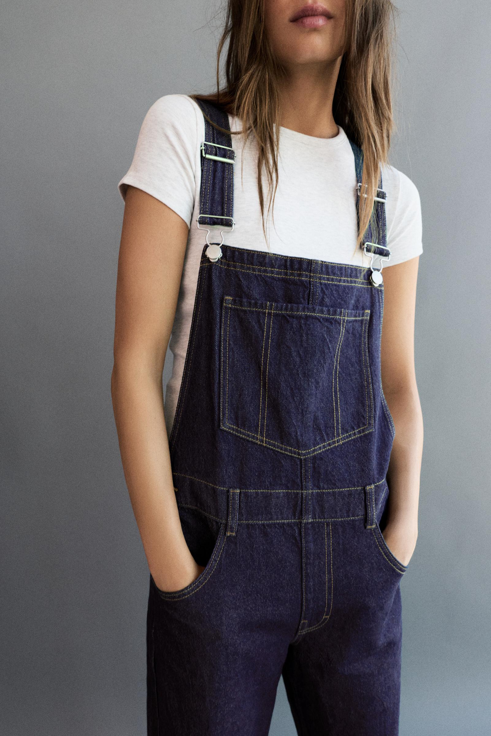 Long denim dungarees — Ink blue