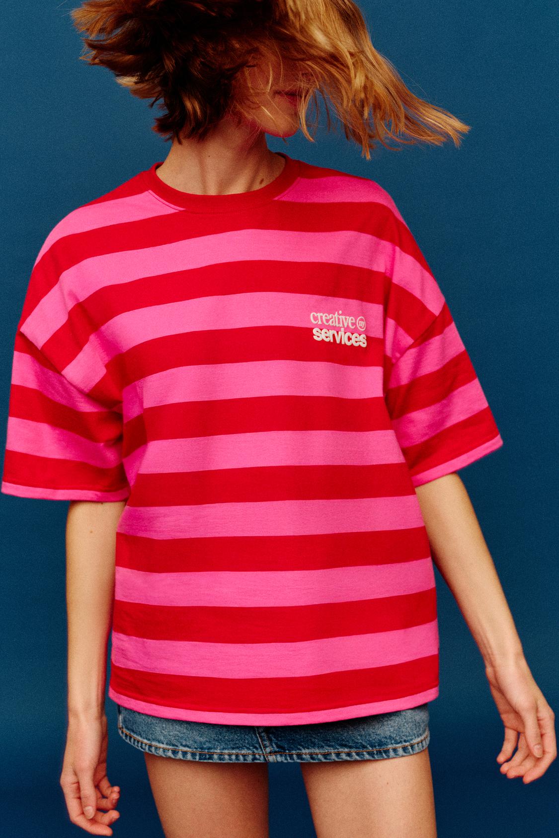 Pull&Bear - T-shirt rayé oversize à manches longues - Noir