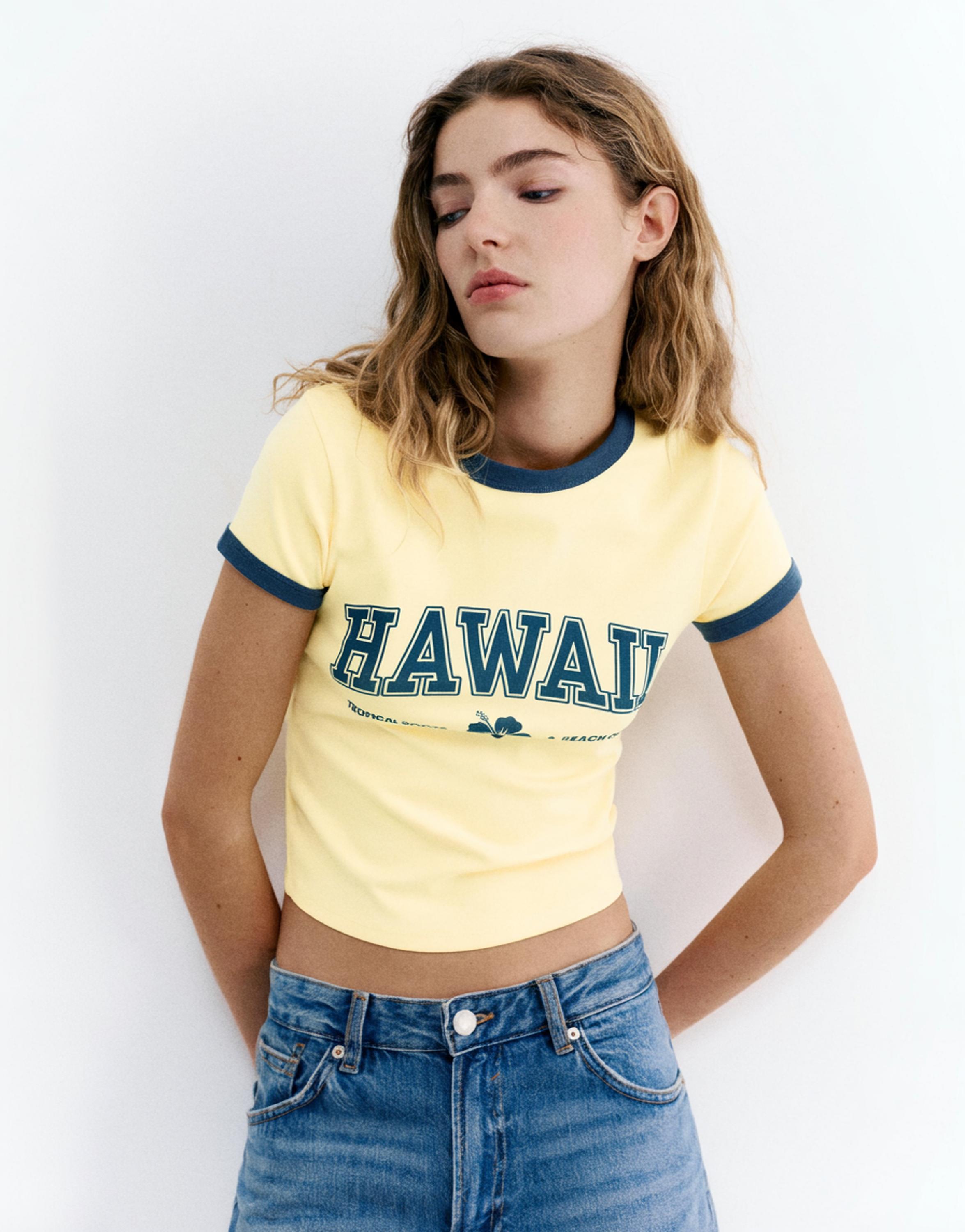 Ribbed graphic T-shirt — Yellow