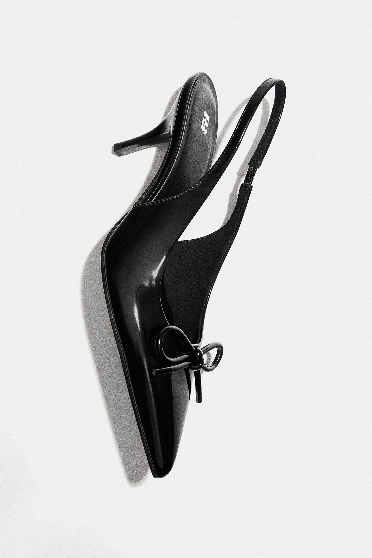 Patent high-heel shoes with bow — Black