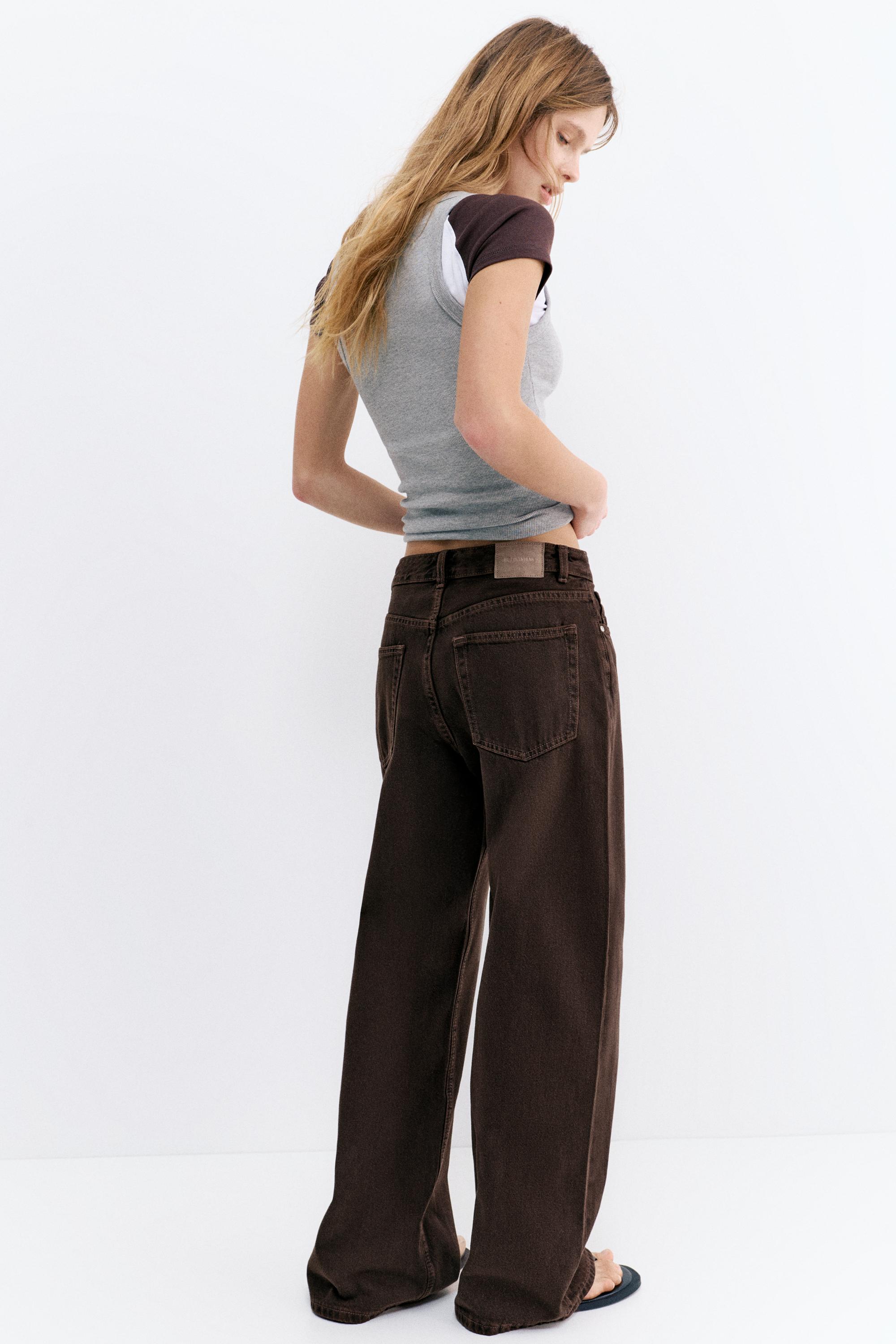 Mid-rise baggy jeans — Brown