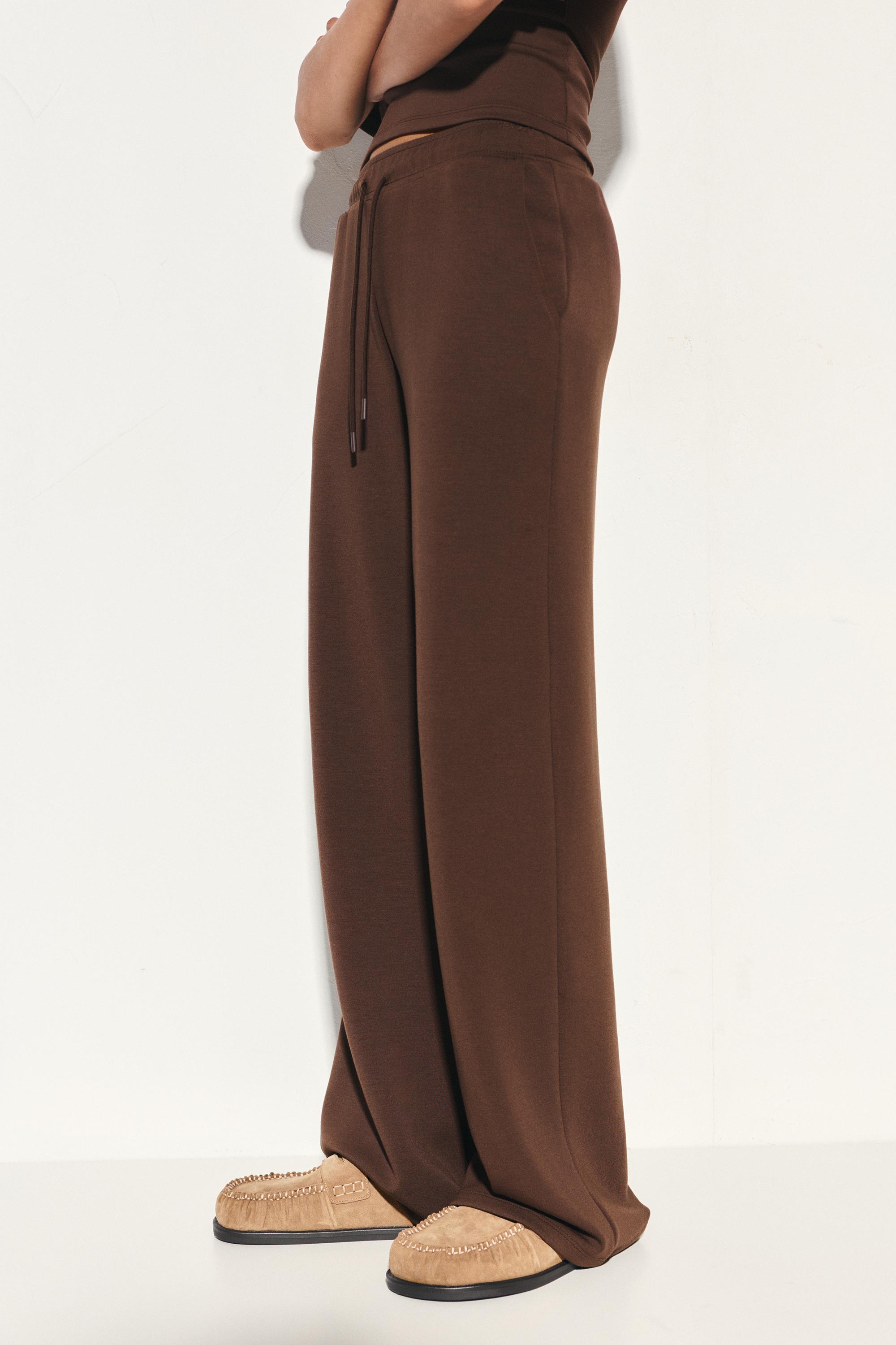 Modal wide-leg trousers — Brown