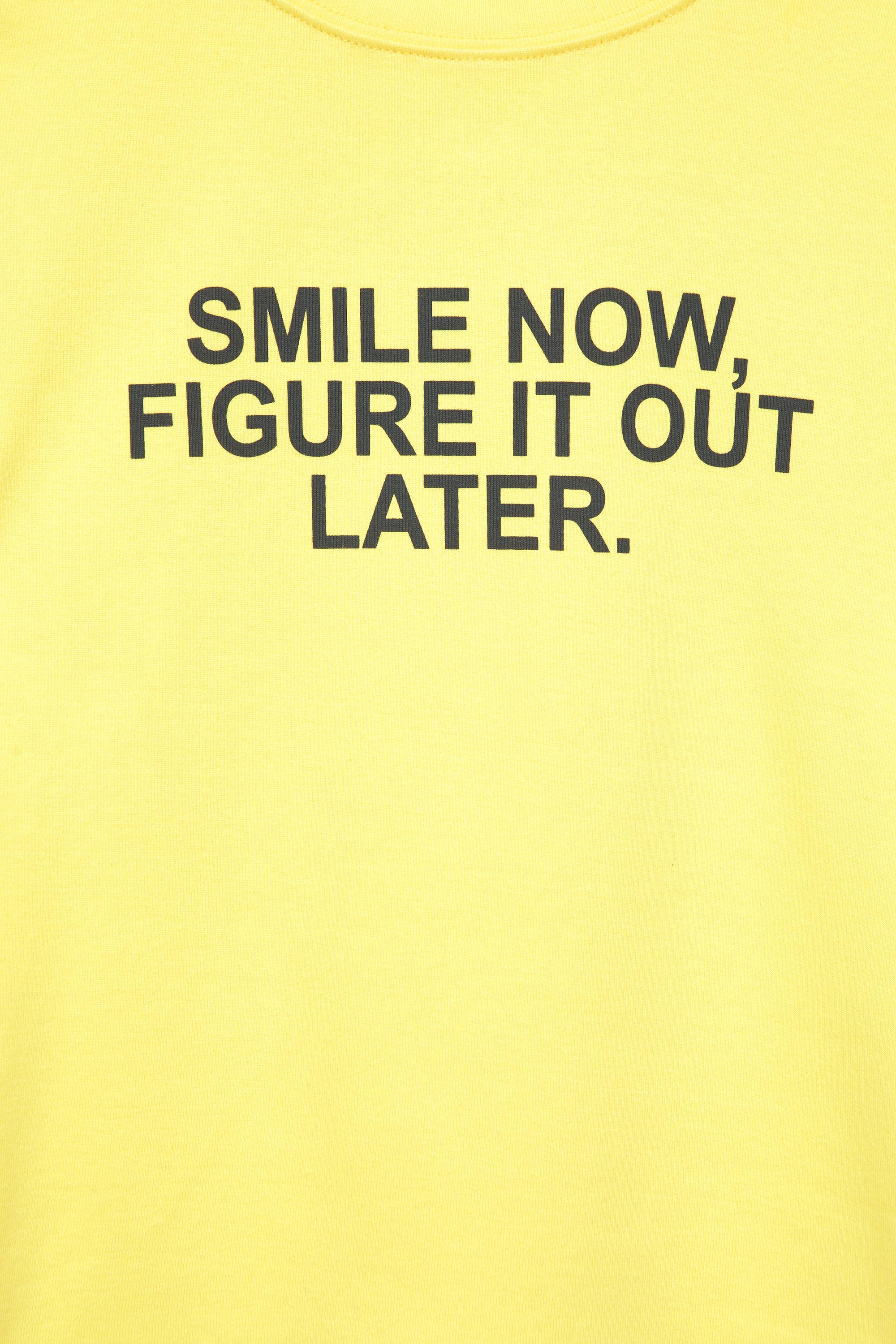Smiley slogan T-shirt — Yellow
