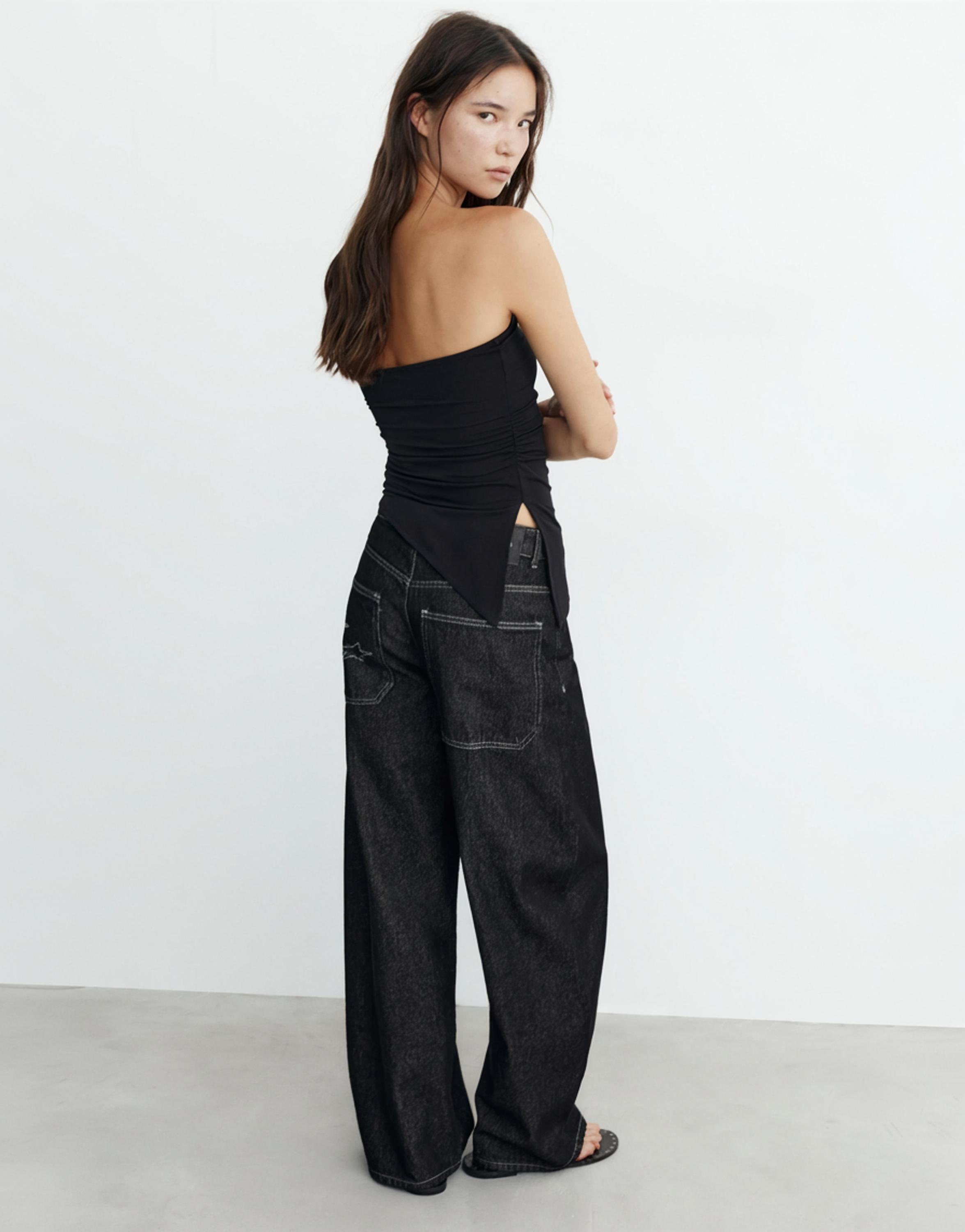 Asymmetric bandeau top — Black