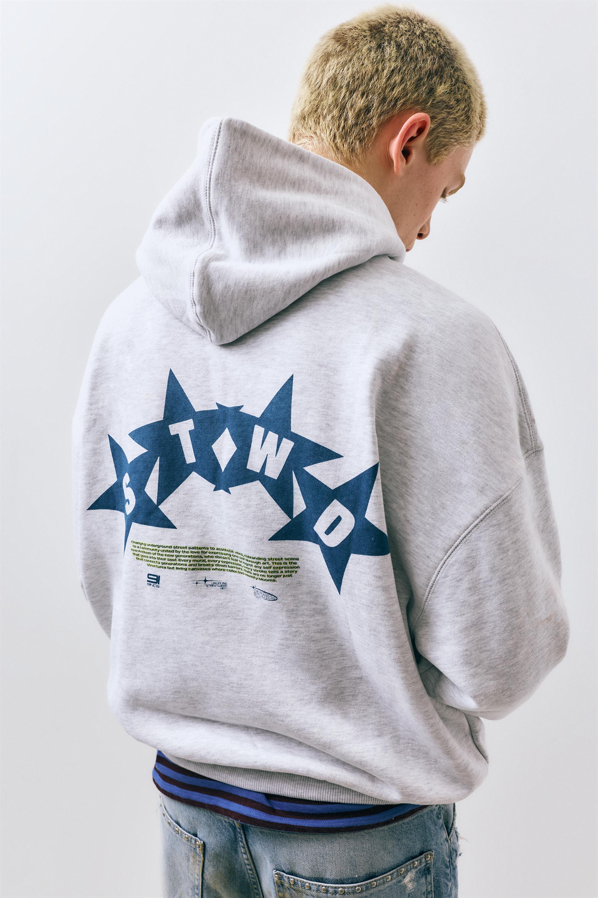 STWD boxy hoodie — Pale marl
